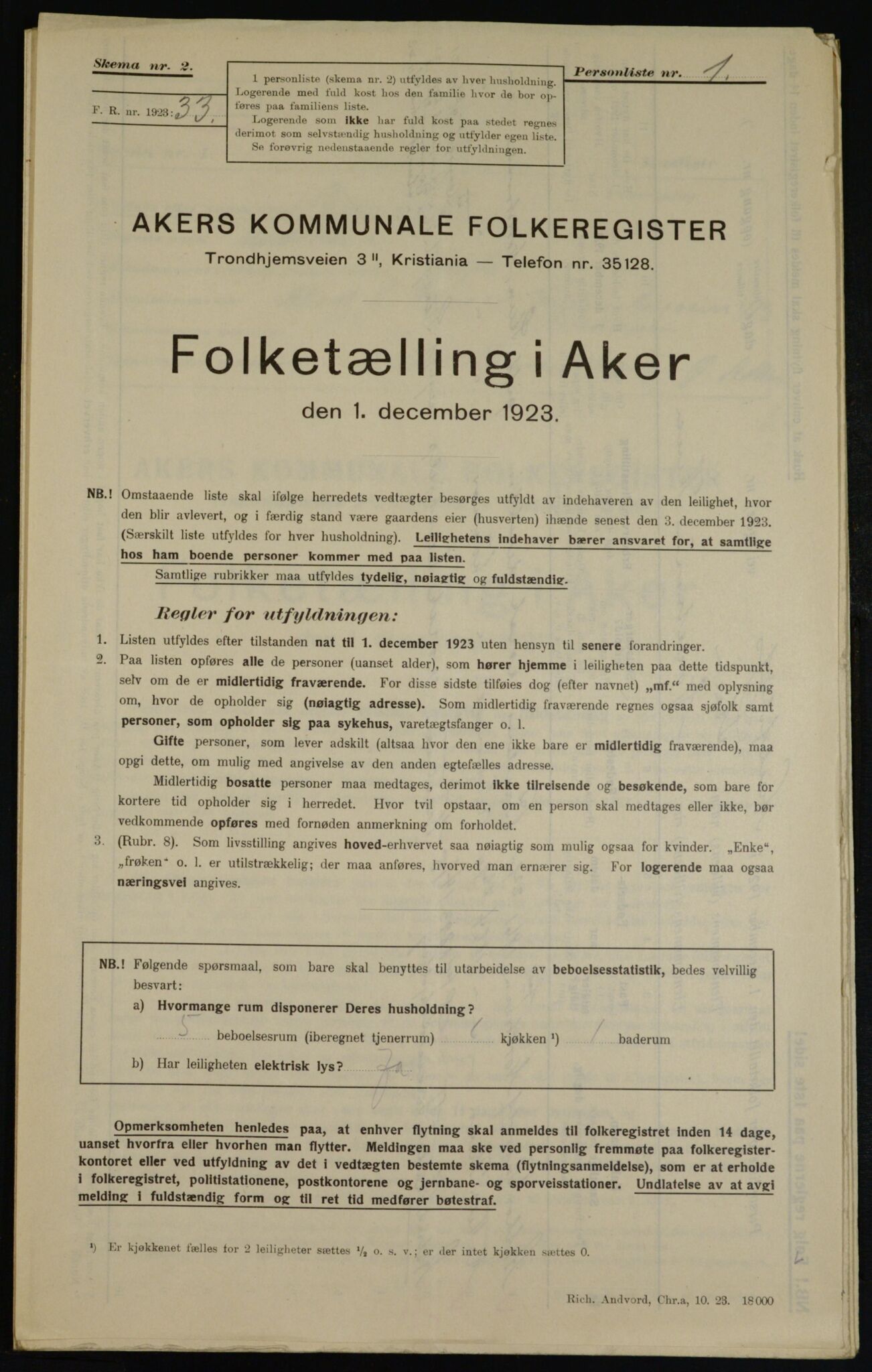 , Municipal Census 1923 for Aker, 1923, p. 36817