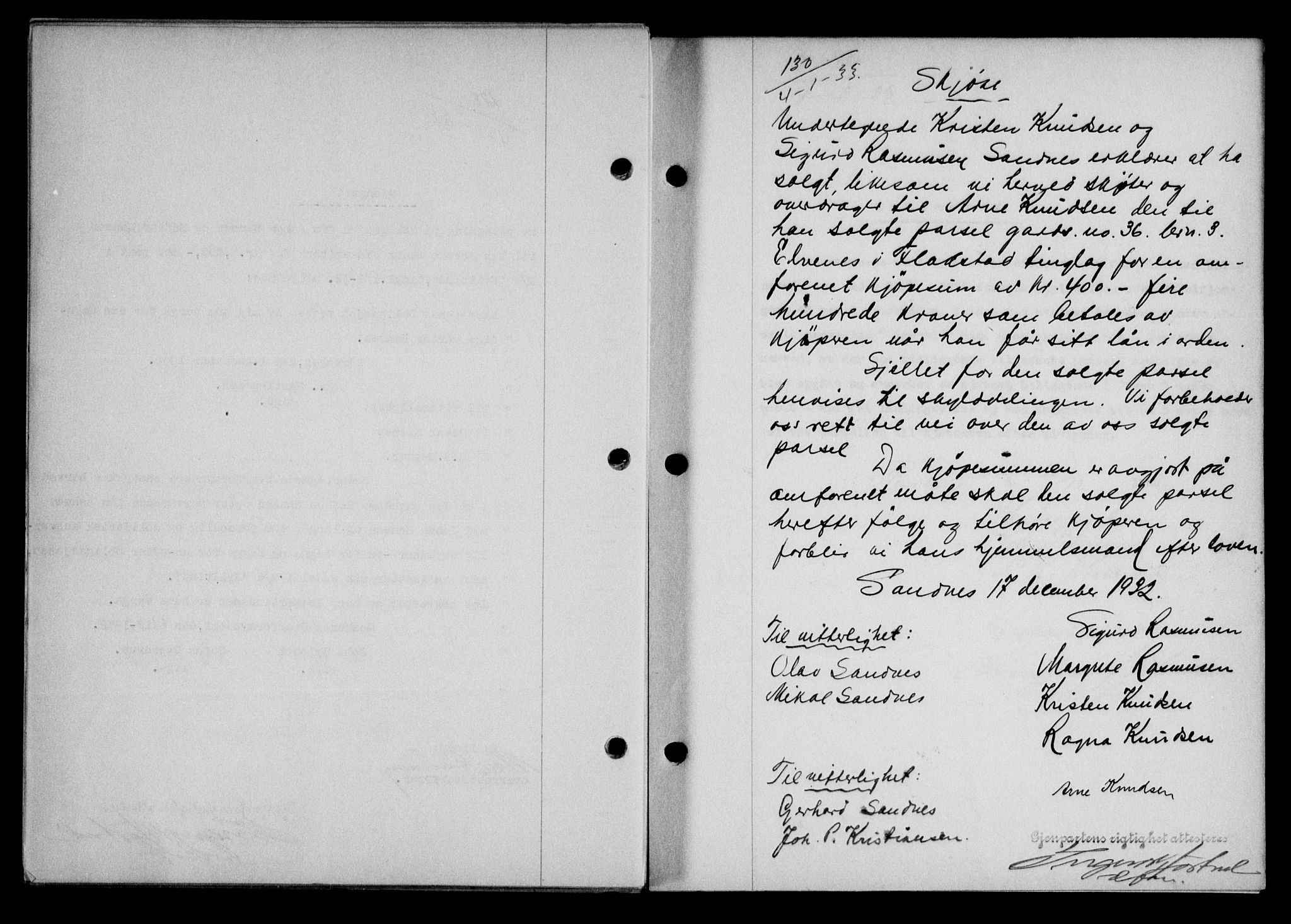 Lofoten sorenskriveri, SAT/A-0017/1/2/2C/L0027b: Mortgage book no. 27b, 1933-1933, Deed date: 04.01.1933