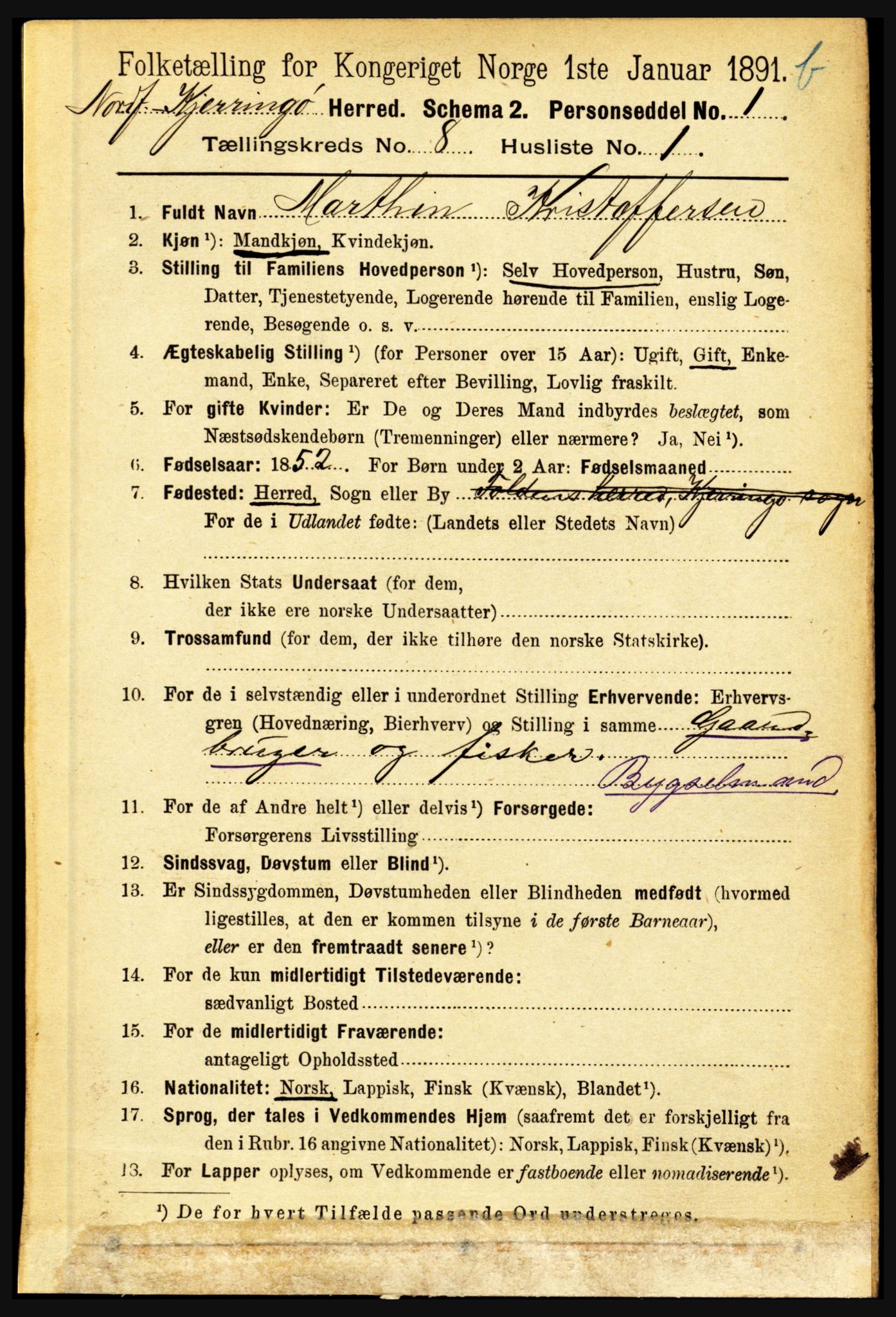 RA, 1891 census for 1846 Nordfold-Kjerringøy, 1891, p. 1983