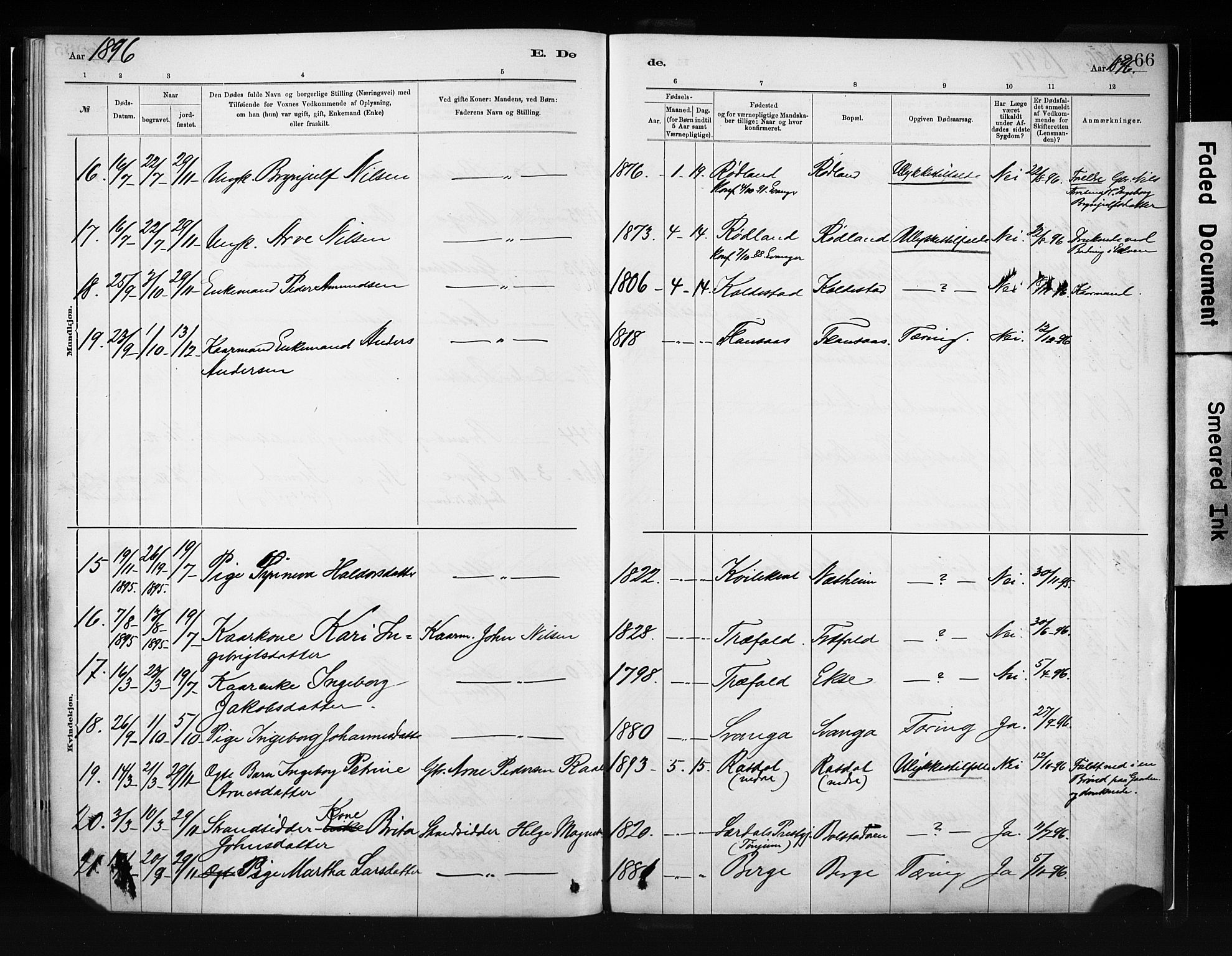 Evanger sokneprestembete, AV/SAB-A-99924: Parish register (official) no. A 1, 1877-1899, p. 266