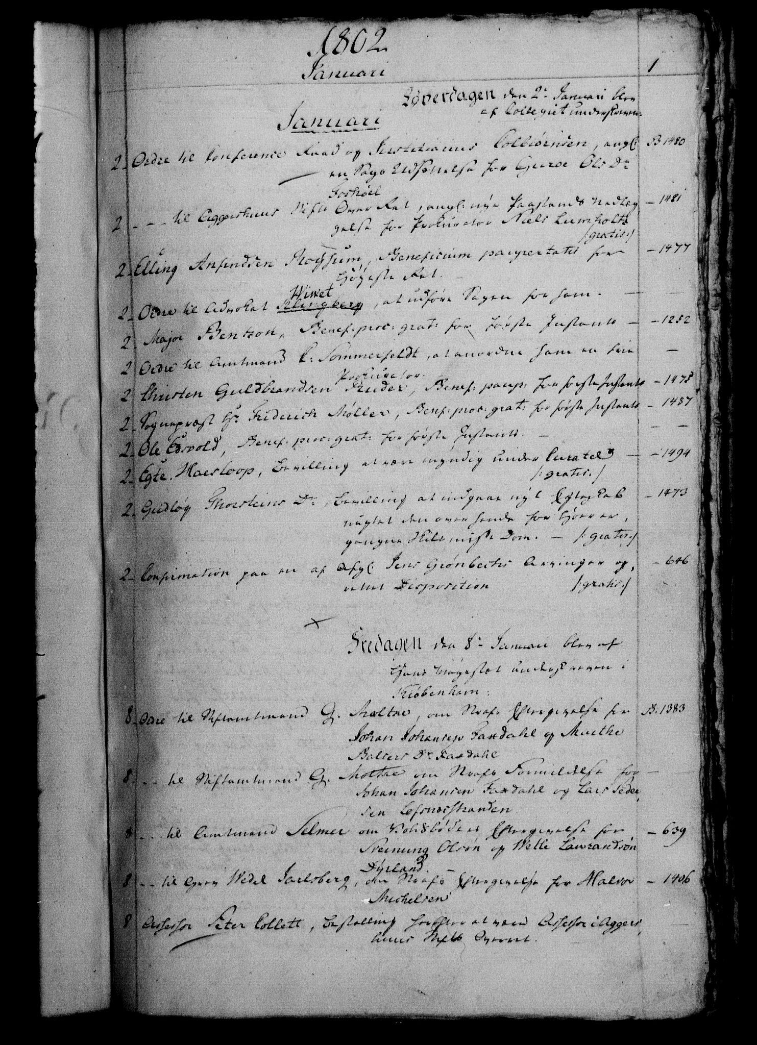 Danske Kanselli 1800-1814, RA/EA-3024/H/Hf/Hfb/Hfbc/L0003: Underskrivelsesbok m. register, 1802, p. 1