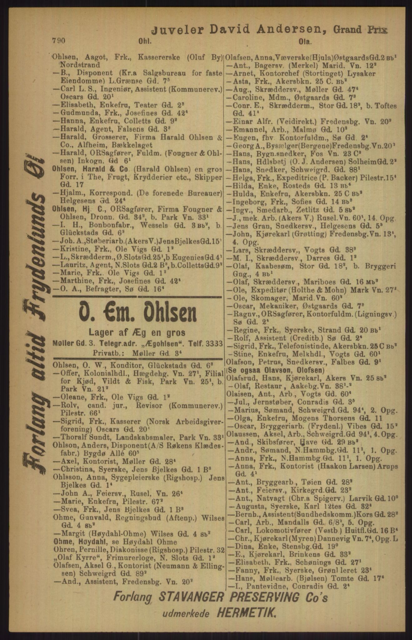 Kristiania/Oslo adressebok, PUBL/-, 1911, p. 790