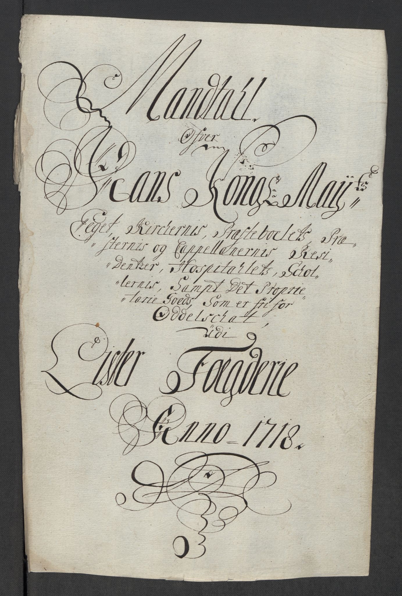 Rentekammeret inntil 1814, Reviderte regnskaper, Fogderegnskap, AV/RA-EA-4092/R43/L2563: Fogderegnskap Lista og Mandal, 1718, p. 372