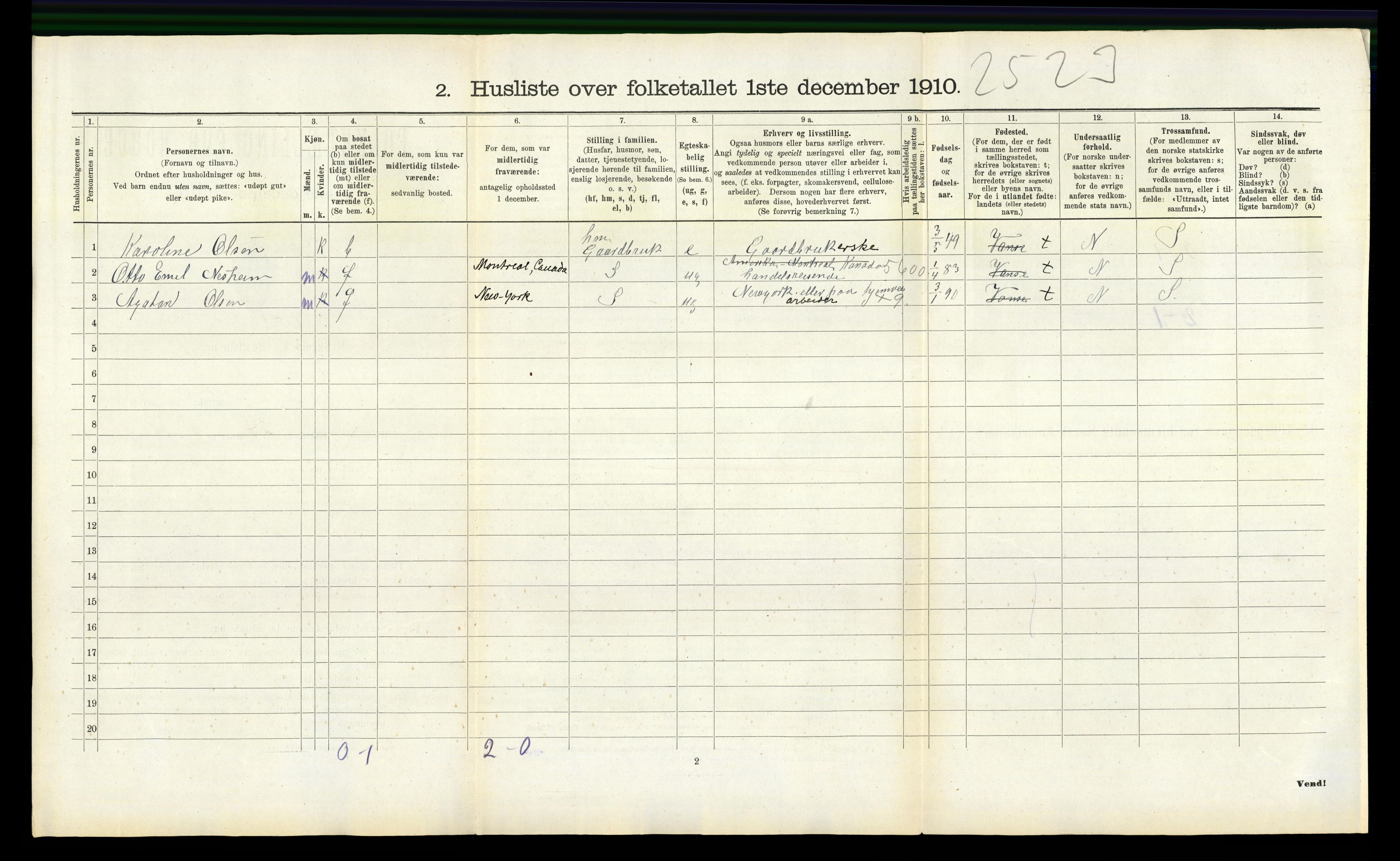 RA, 1910 census for Vanse, 1910, p. 1200