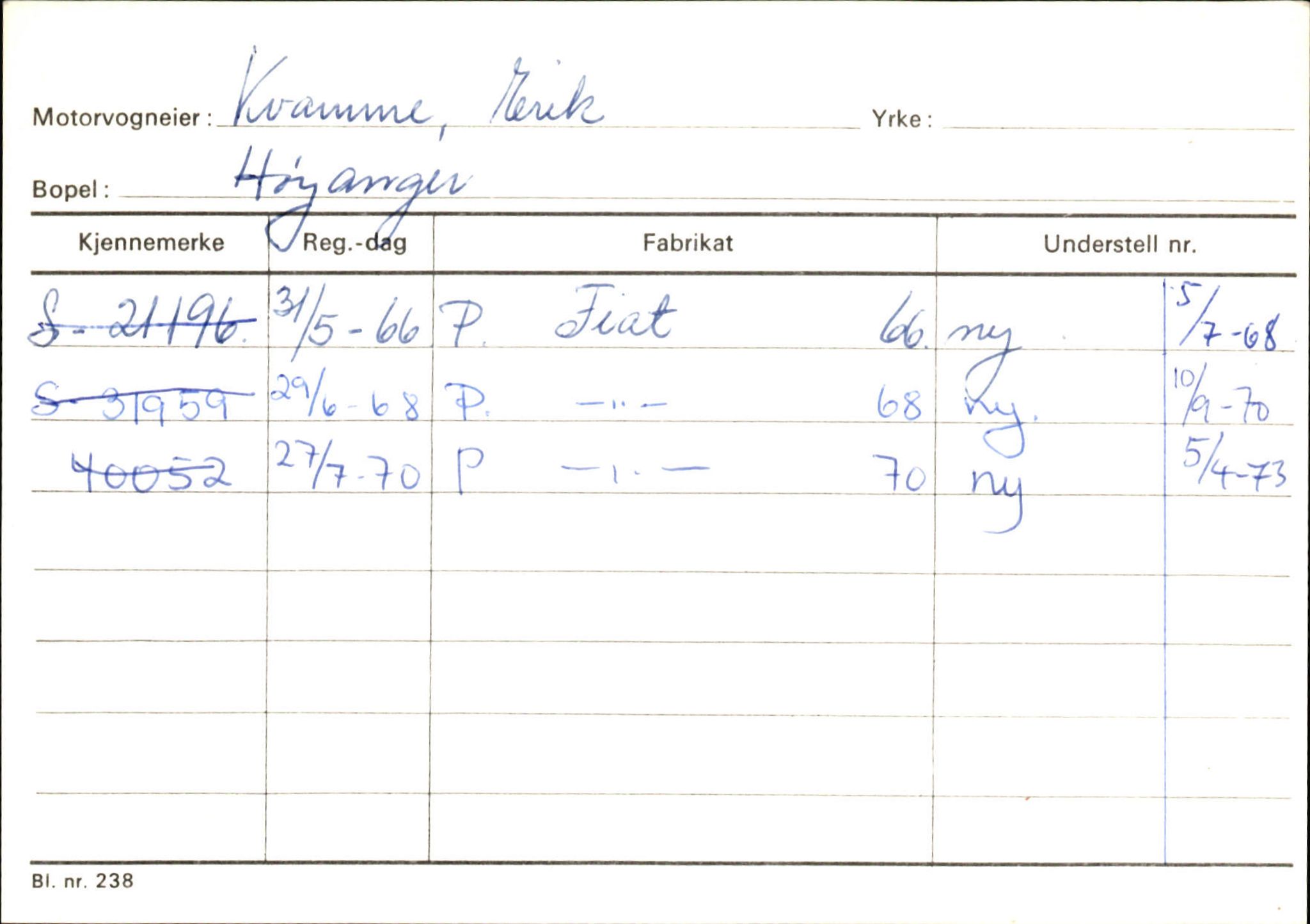 Statens vegvesen, Sogn og Fjordane vegkontor, SAB/A-5301/4/F/L0130: Eigarregister Eid T-Å. Høyanger A-O, 1945-1975, p. 1854