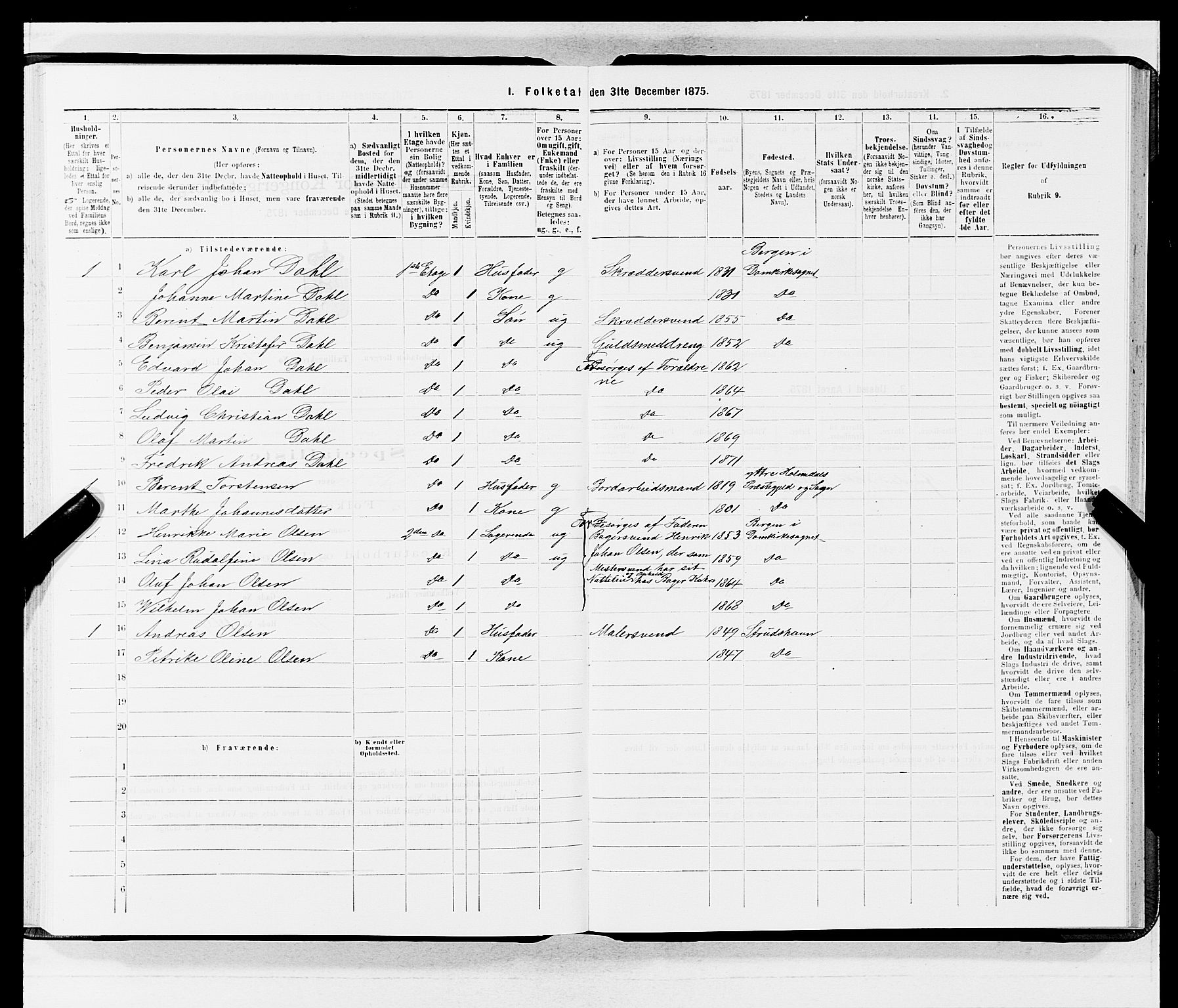 SAB, 1875 census for 1301 Bergen, 1875, p. 4233