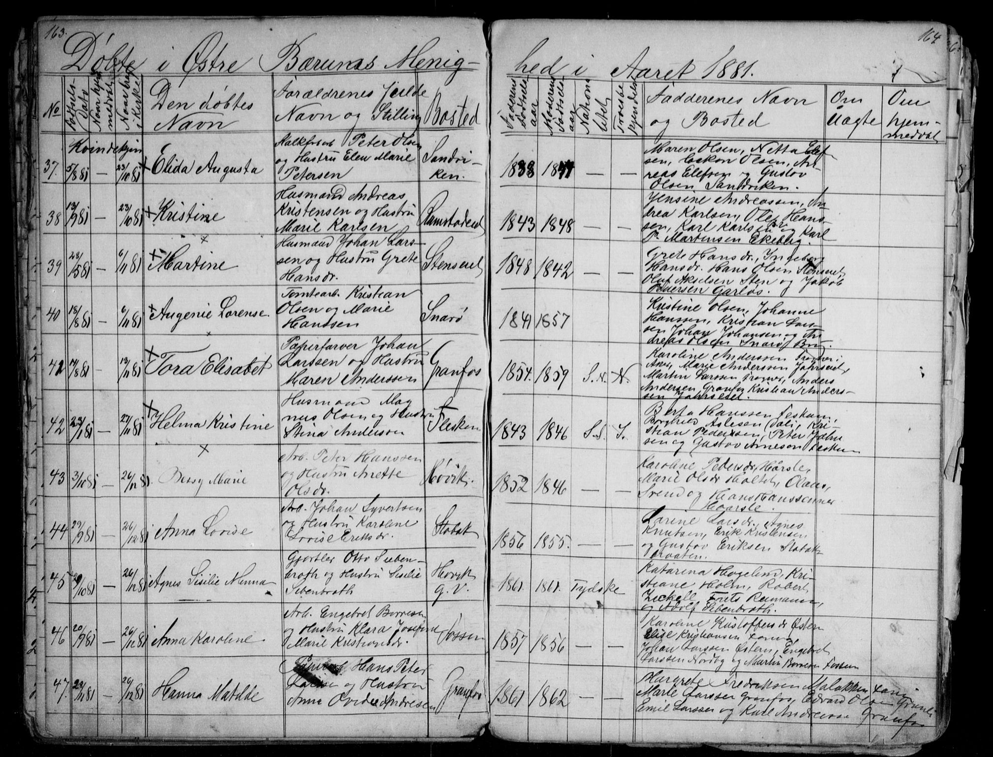 Asker prestekontor Kirkebøker, SAO/A-10256a/G/Gc/L0002: Parish register (copy) no. III 2, 1874-1883, p. 163-164