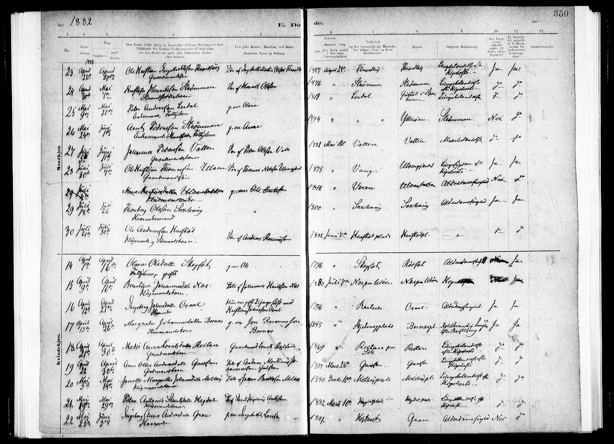 Ministerialprotokoller, klokkerbøker og fødselsregistre - Nord-Trøndelag, SAT/A-1458/730/L0285: Parish register (official) no. 730A10, 1879-1914, p. 350