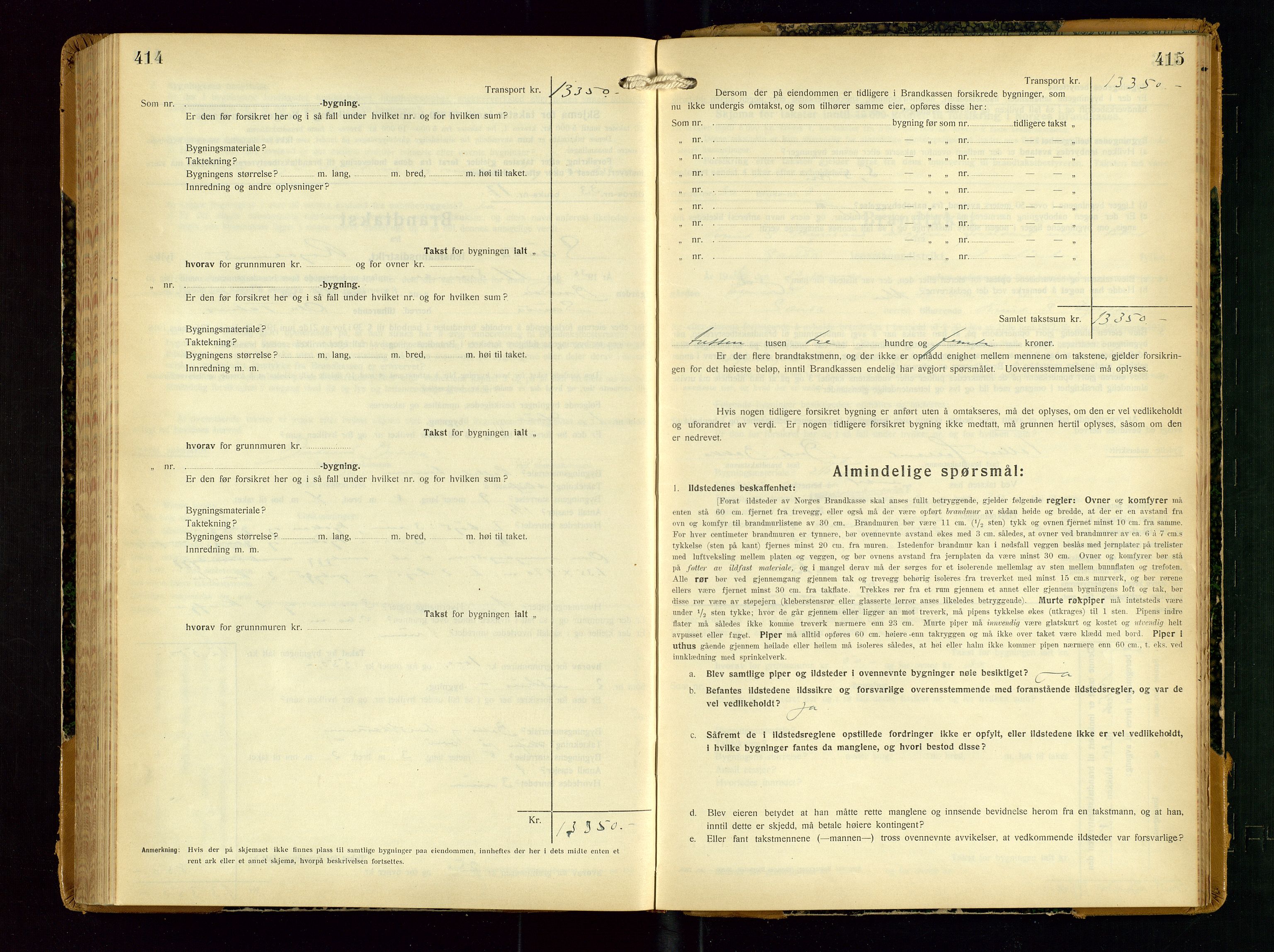 Sauda lensmannskontor, AV/SAST-A-100177/Gob/L0003: Branntakstprotokoll - skjematakst, 1928-1936, p. 414-415