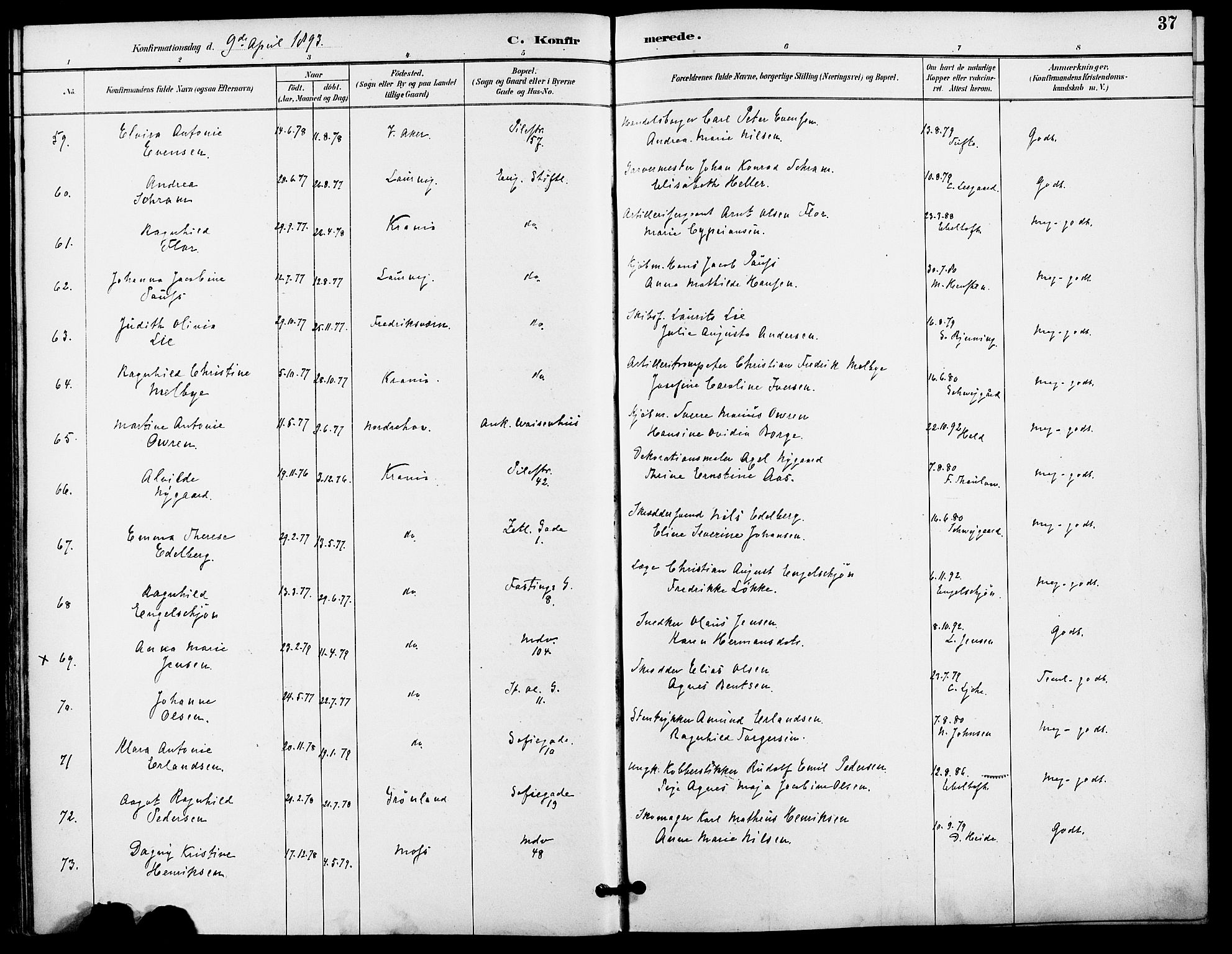 Gamle Aker prestekontor Kirkebøker, AV/SAO-A-10617a/F/L0009: Parish register (official) no. 9, 1890-1898, p. 37