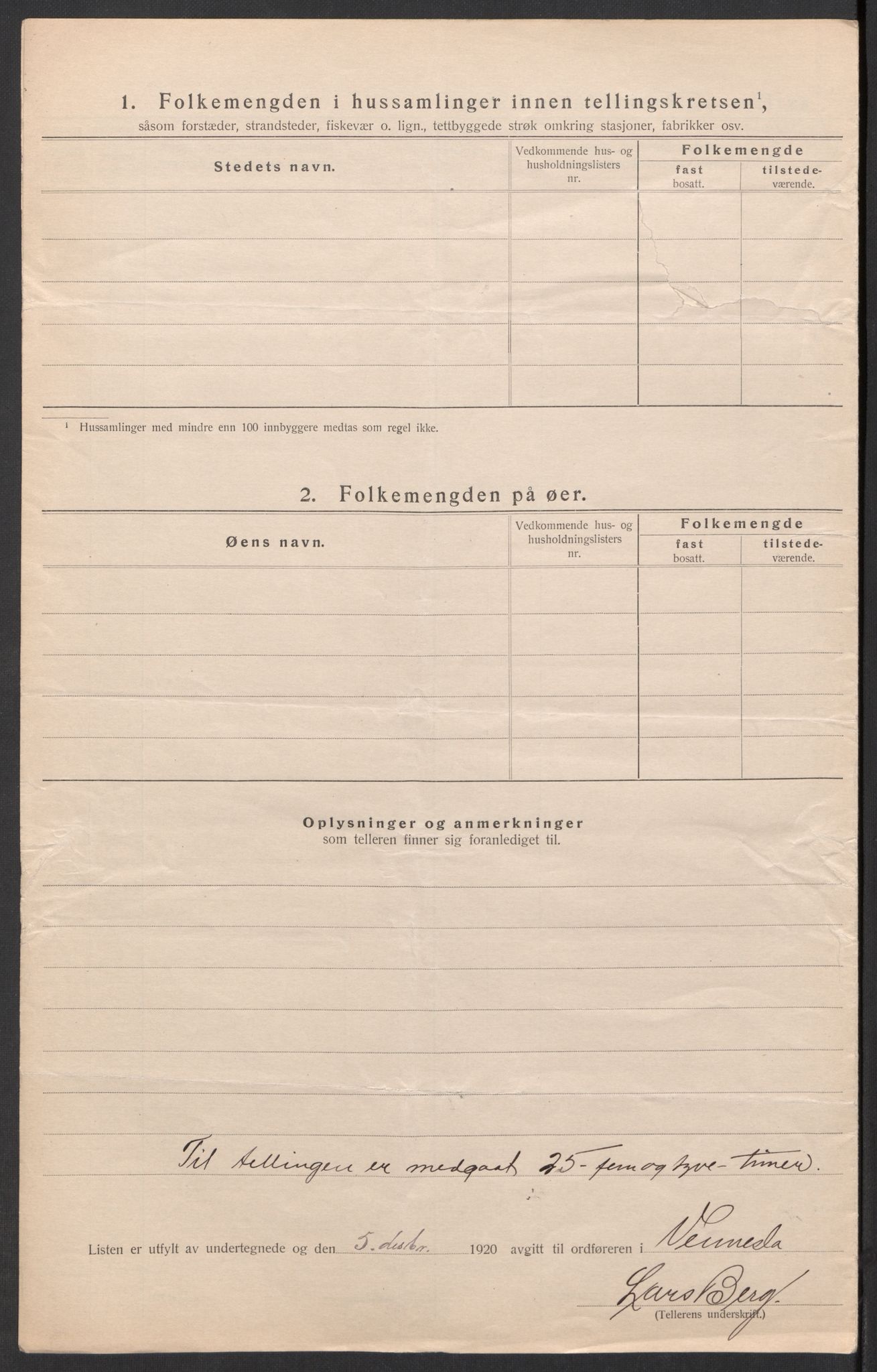 SAK, 1920 census for Vennesla, 1920, p. 36