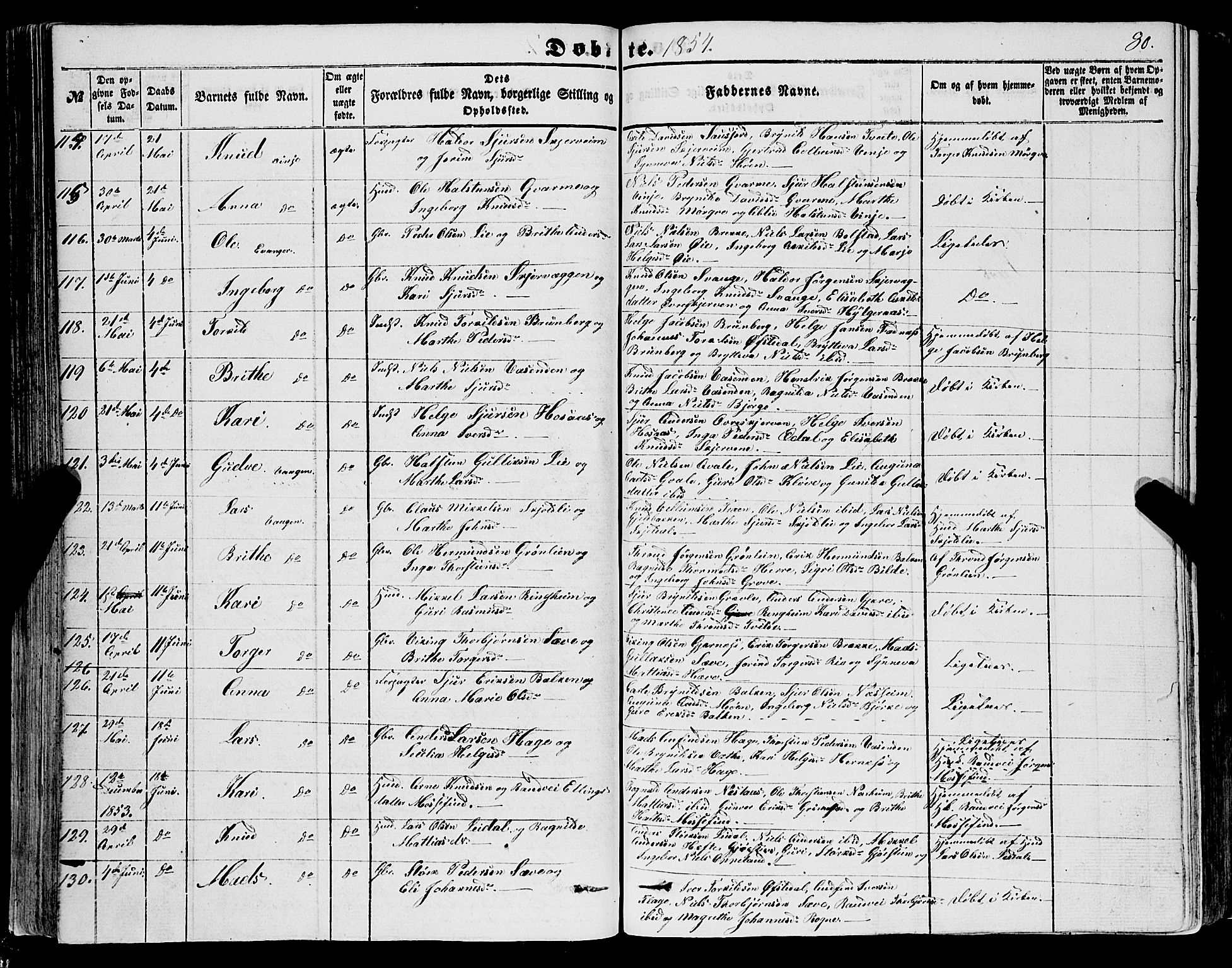 Voss sokneprestembete, AV/SAB-A-79001/H/Haa: Parish register (official) no. A 16, 1849-1863, p. 80