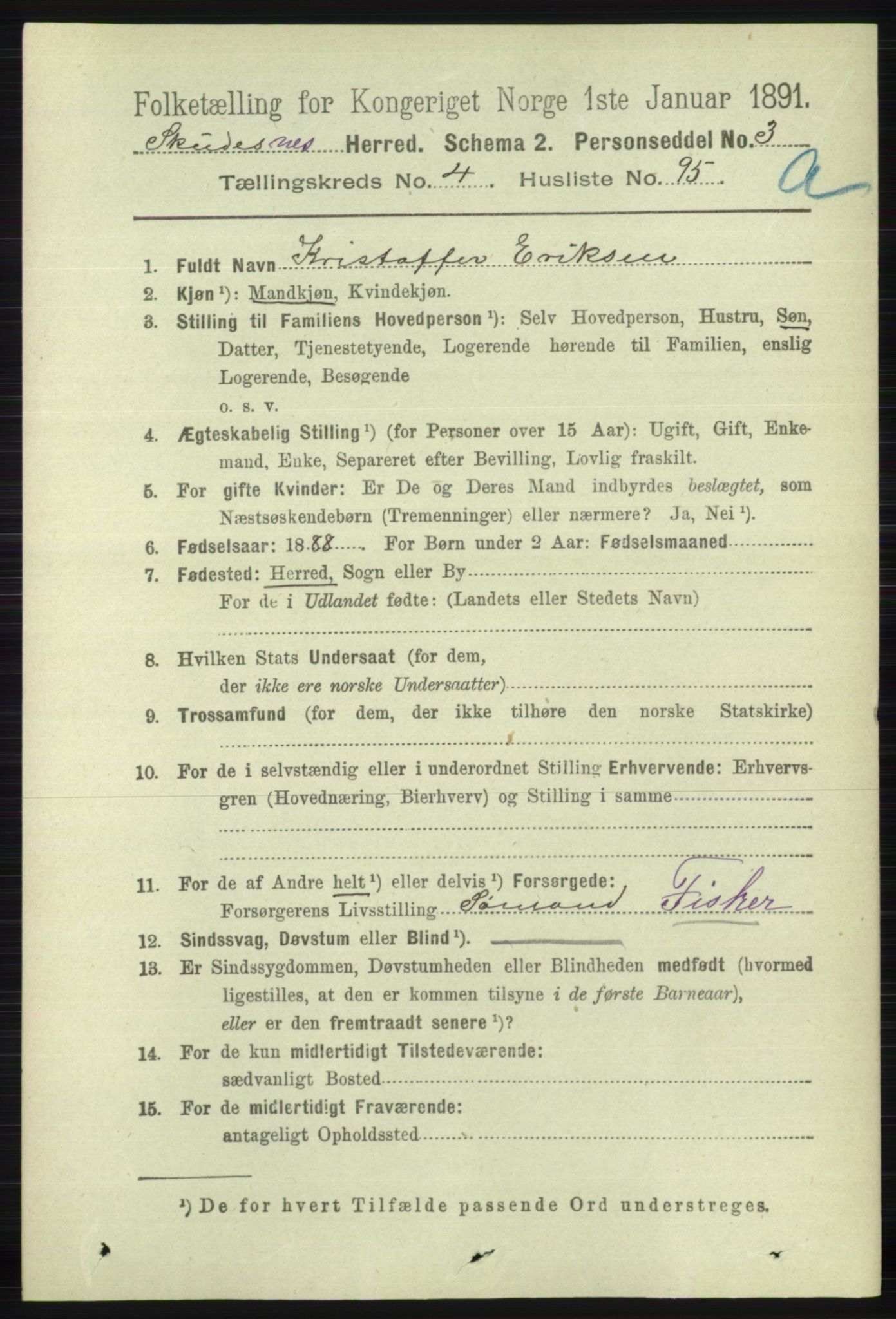 RA, 1891 census for 1150 Skudenes, 1891, p. 2451