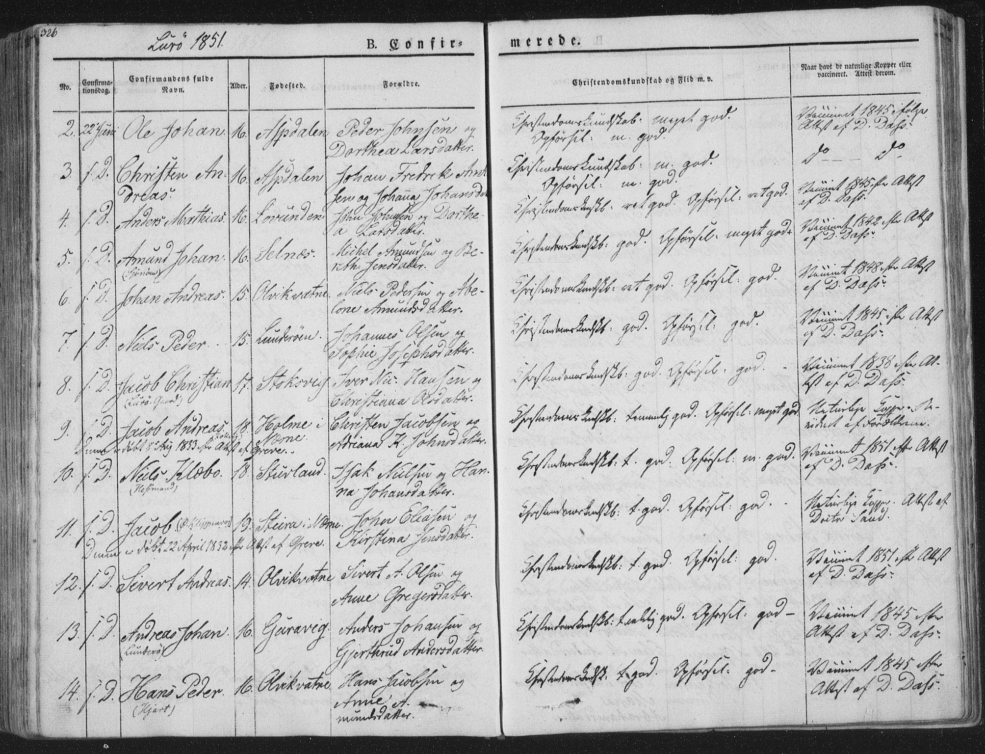 Ministerialprotokoller, klokkerbøker og fødselsregistre - Nordland, SAT/A-1459/839/L0565: Parish register (official) no. 839A02, 1825-1862, p. 326