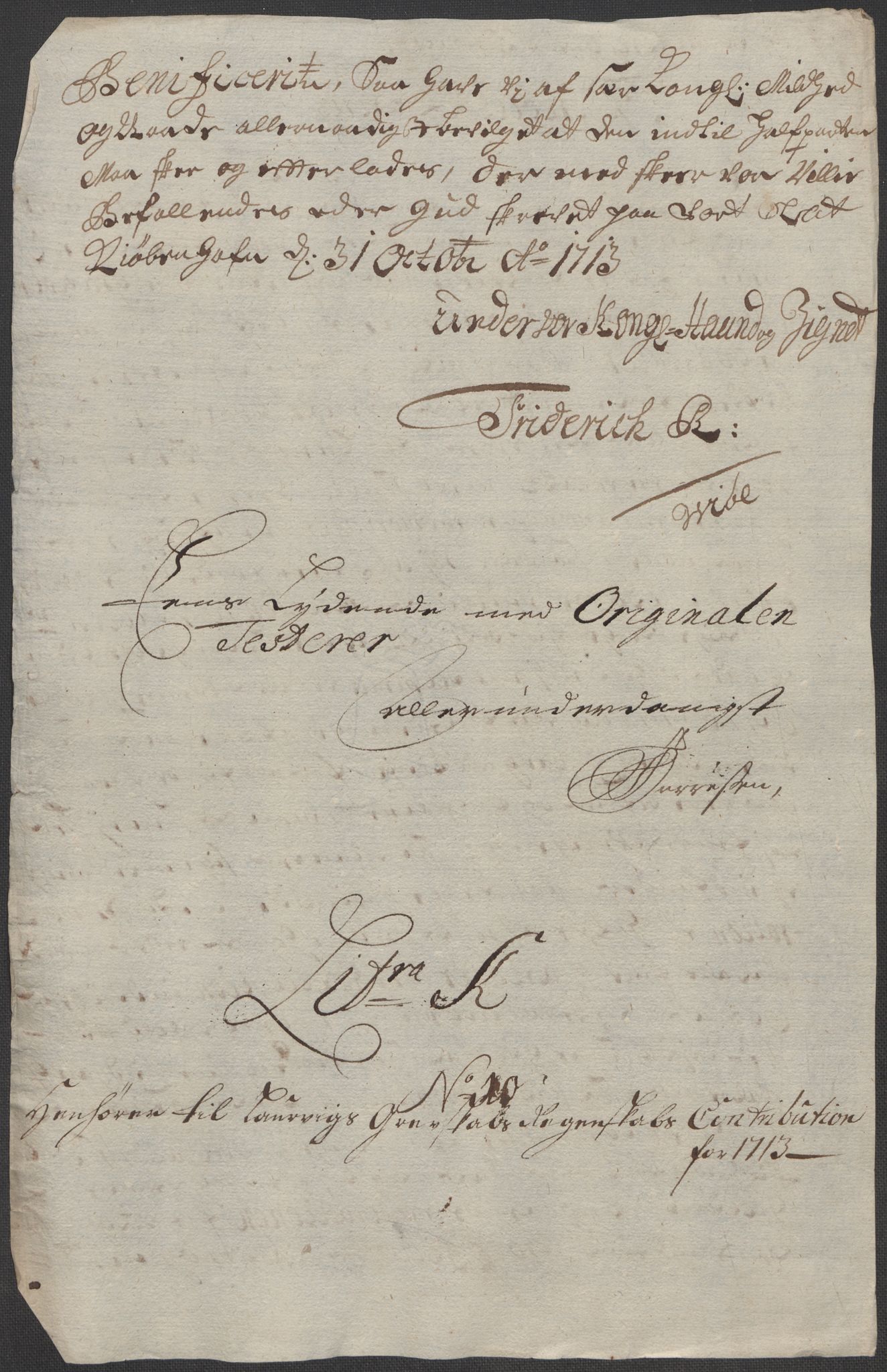 Rentekammeret inntil 1814, Reviderte regnskaper, Fogderegnskap, RA/EA-4092/R33/L1985: Fogderegnskap Larvik grevskap, 1713, p. 168