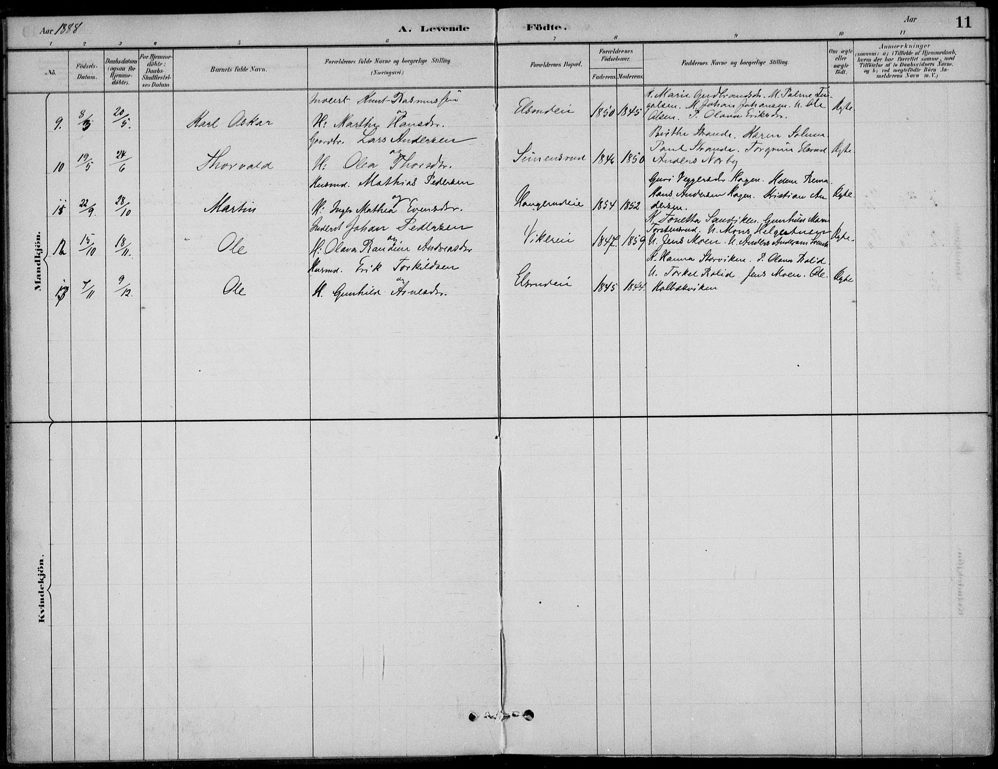 Ådal kirkebøker, SAKO/A-248/F/Fa/L0003: Parish register (official) no. I 3, 1884-1903, p. 11