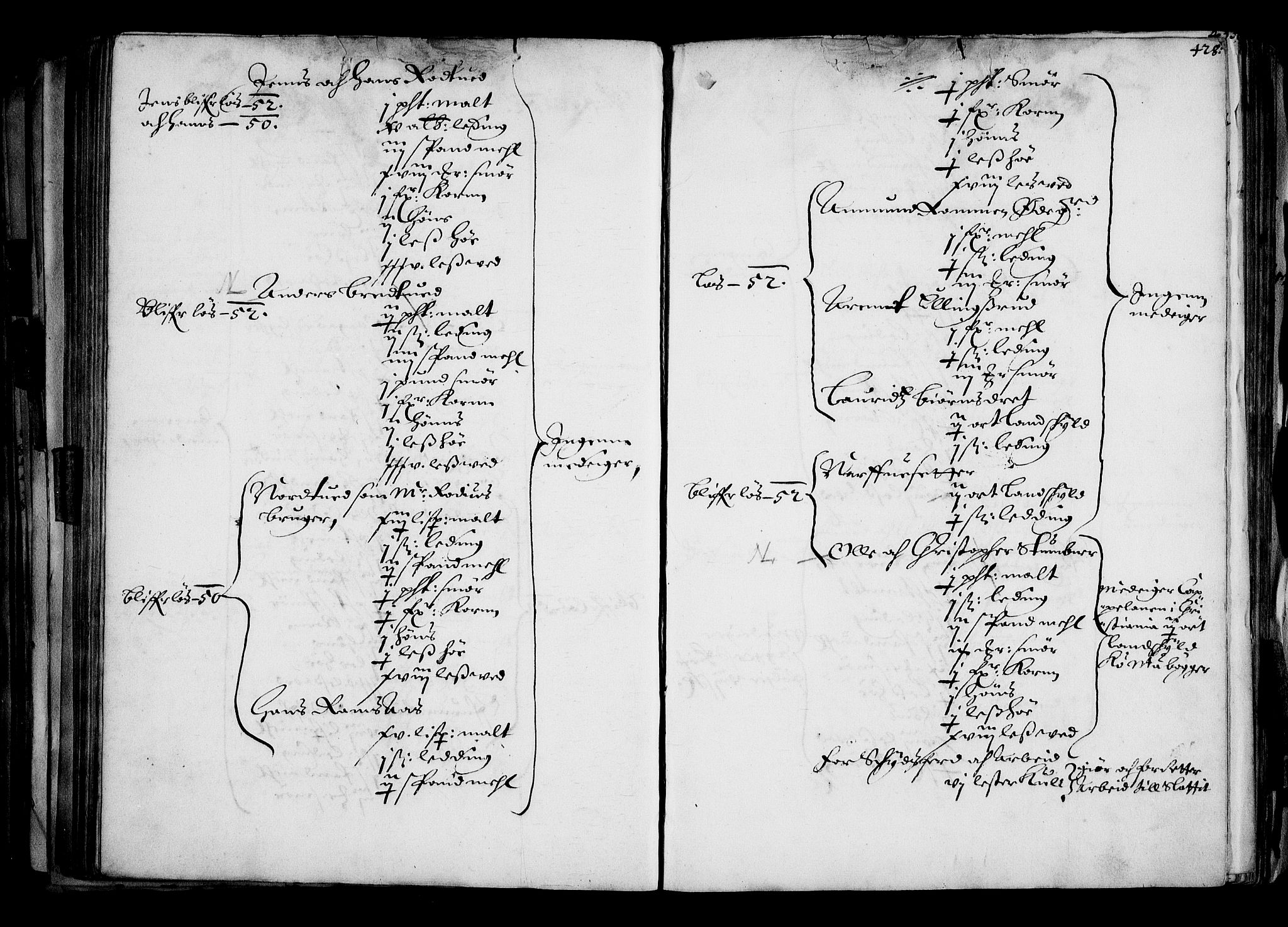 Rentekammeret inntil 1814, Realistisk ordnet avdeling, AV/RA-EA-4070/N/Na/L0001: [XI f]: Akershus stifts jordebok, 1652, p. 427b-428a