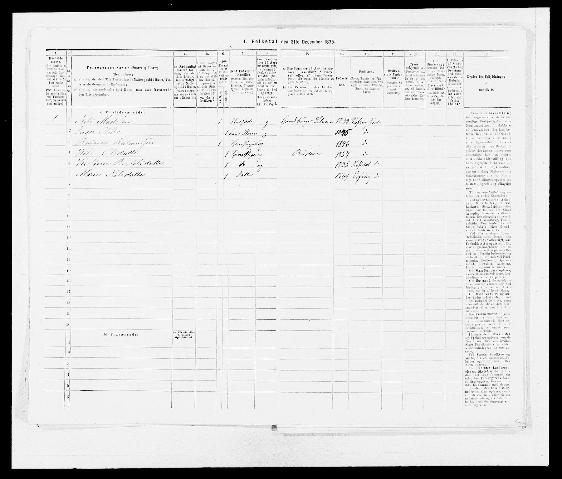 SAB, 1875 census for 1432P Førde, 1875, p. 2036