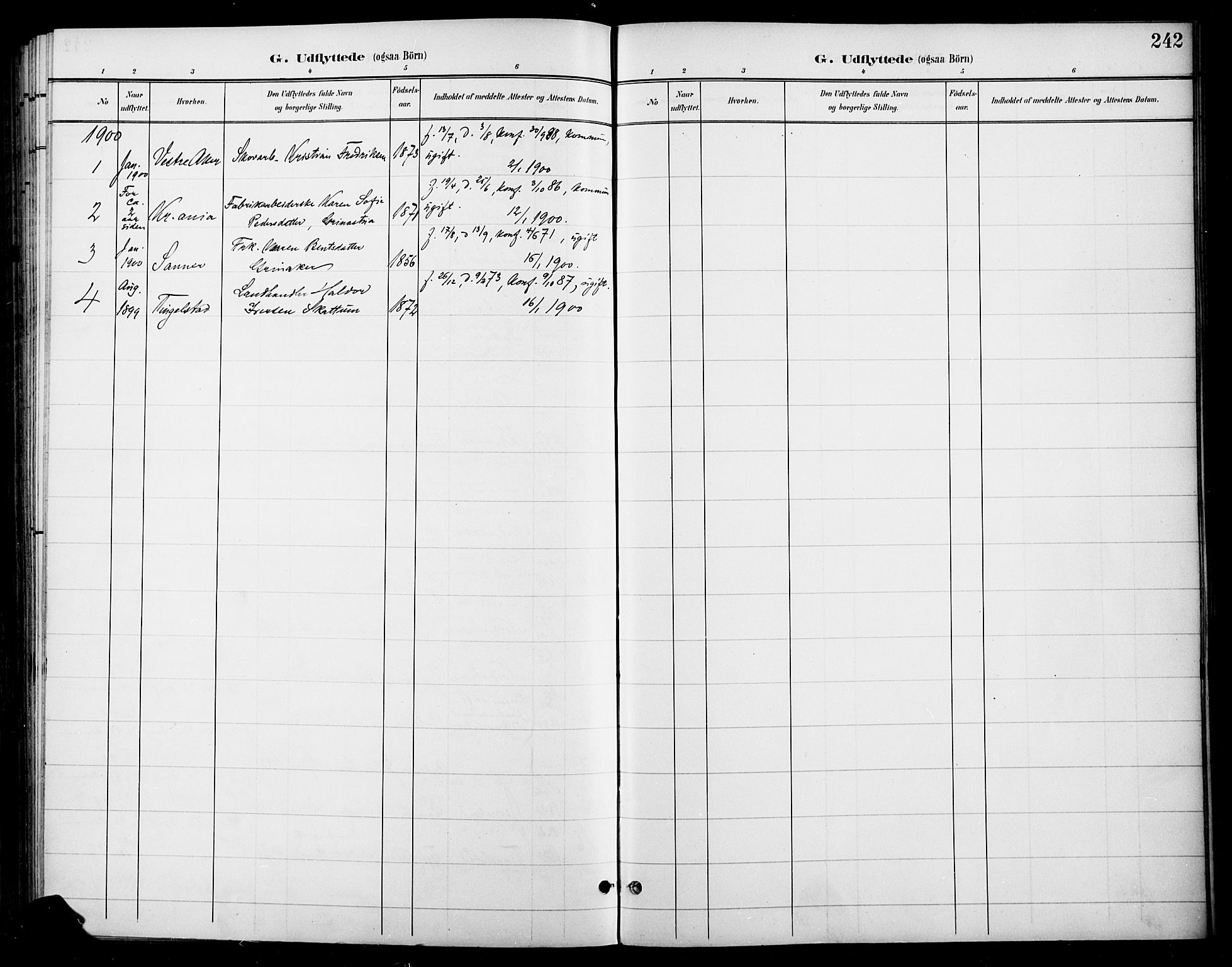 Gran prestekontor, SAH/PREST-112/H/Ha/Haa/L0019: Parish register (official) no. 19, 1898-1907, p. 242