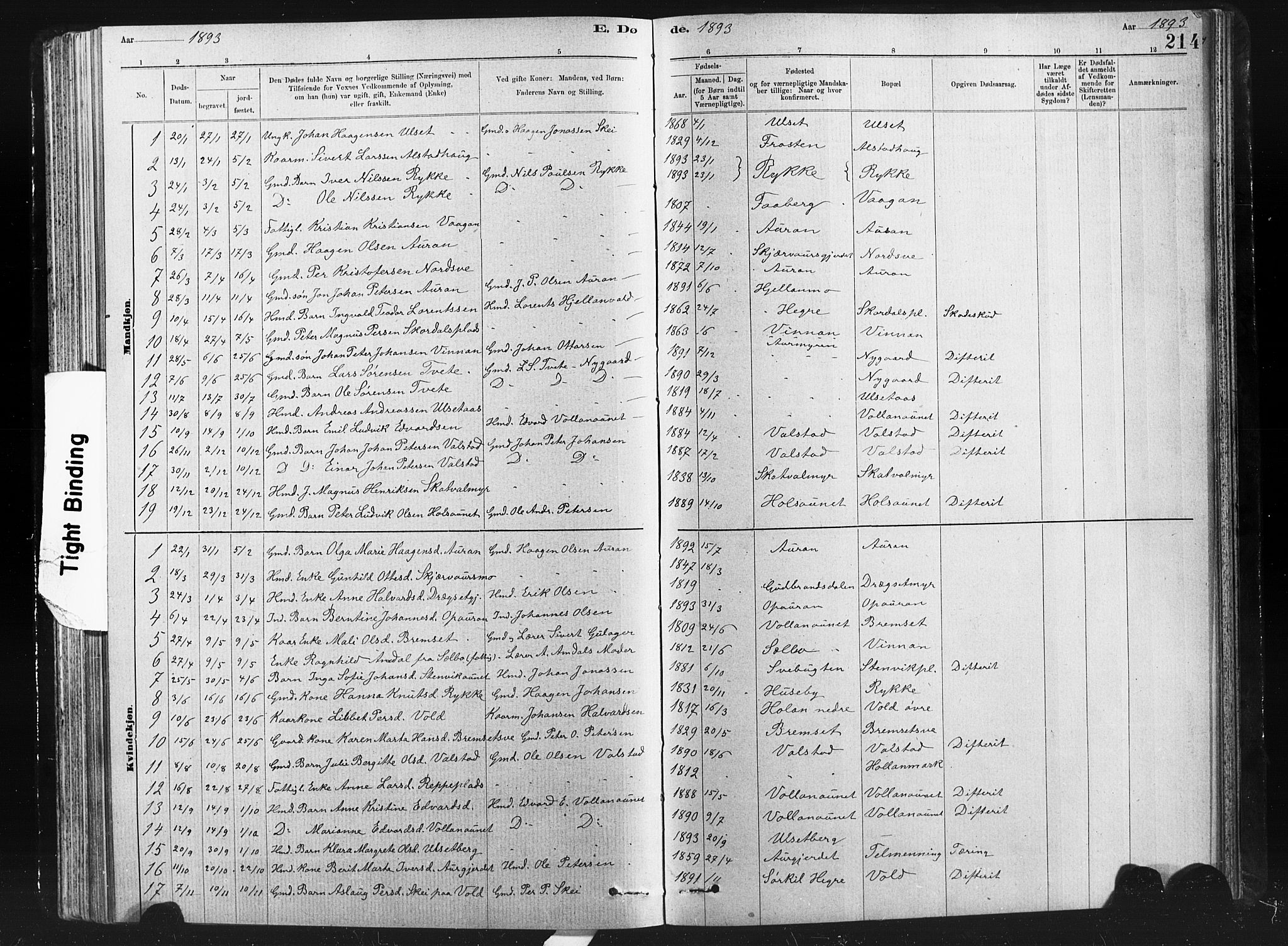 Ministerialprotokoller, klokkerbøker og fødselsregistre - Nord-Trøndelag, SAT/A-1458/712/L0103: Parish register (copy) no. 712C01, 1878-1917, p. 214