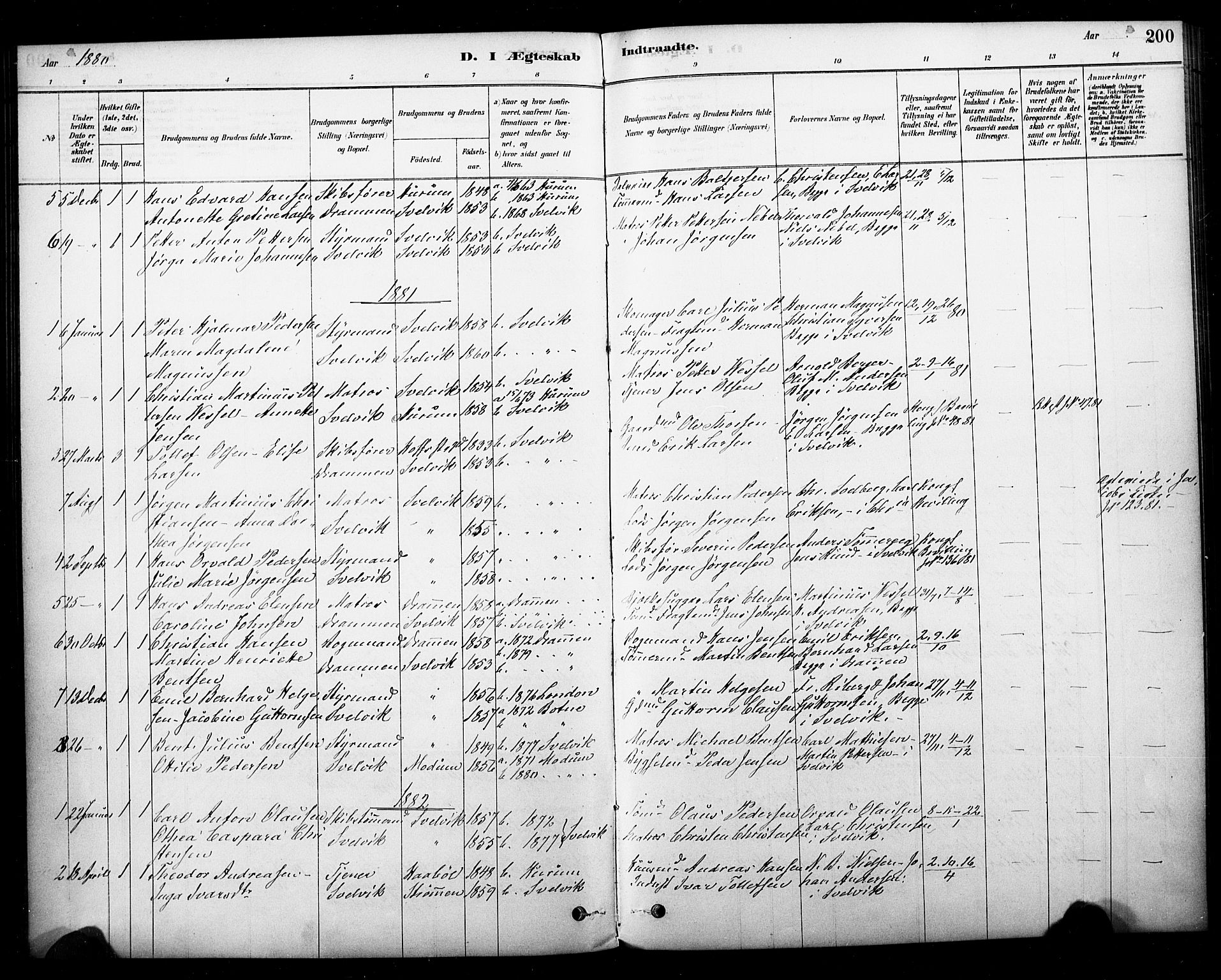 Strømm kirkebøker, AV/SAKO-A-322/F/Fb/L0001: Parish register (official) no. II 1, 1878-1899, p. 200