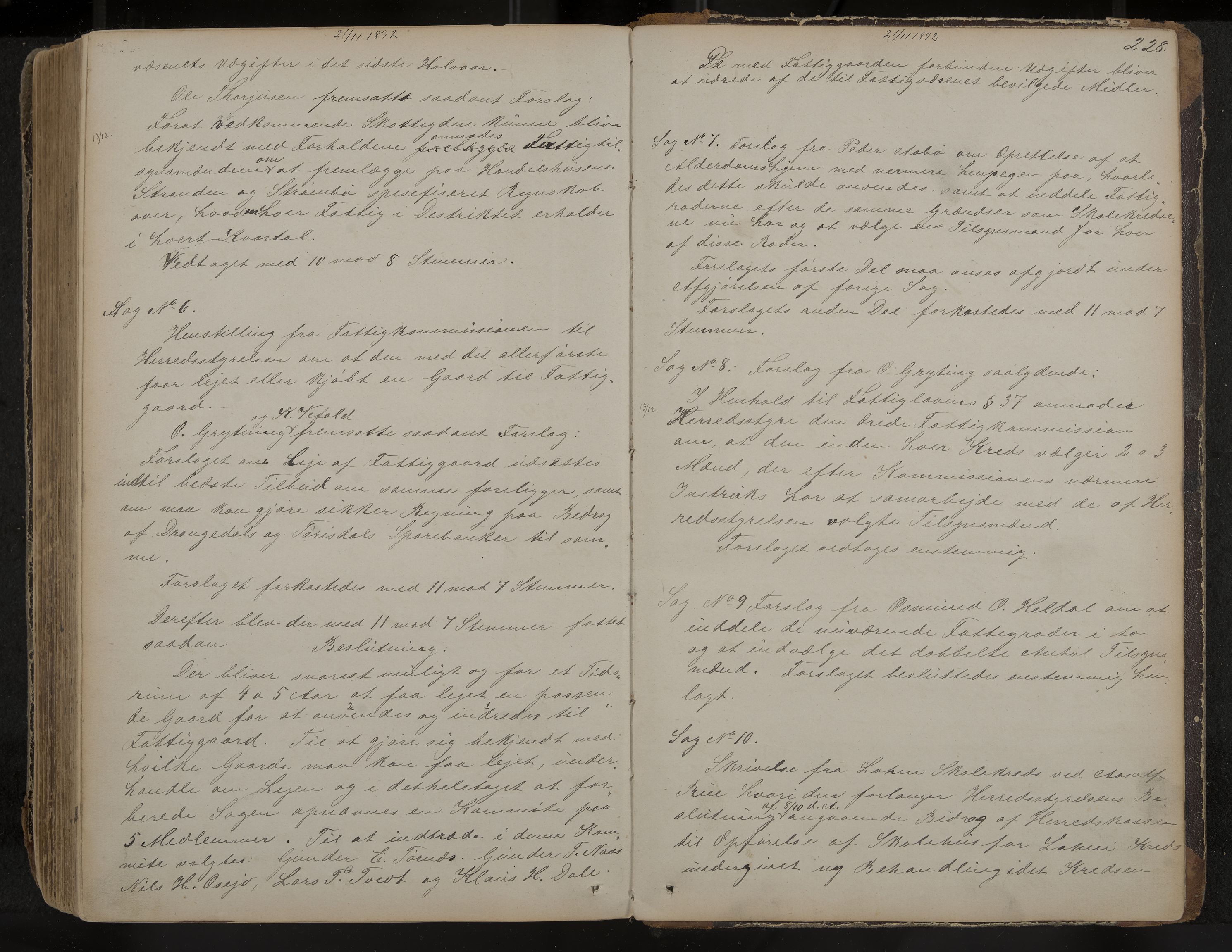 Drangedal formannskap og sentraladministrasjon, IKAK/0817021/A/L0002: Møtebok, 1870-1892, p. 228