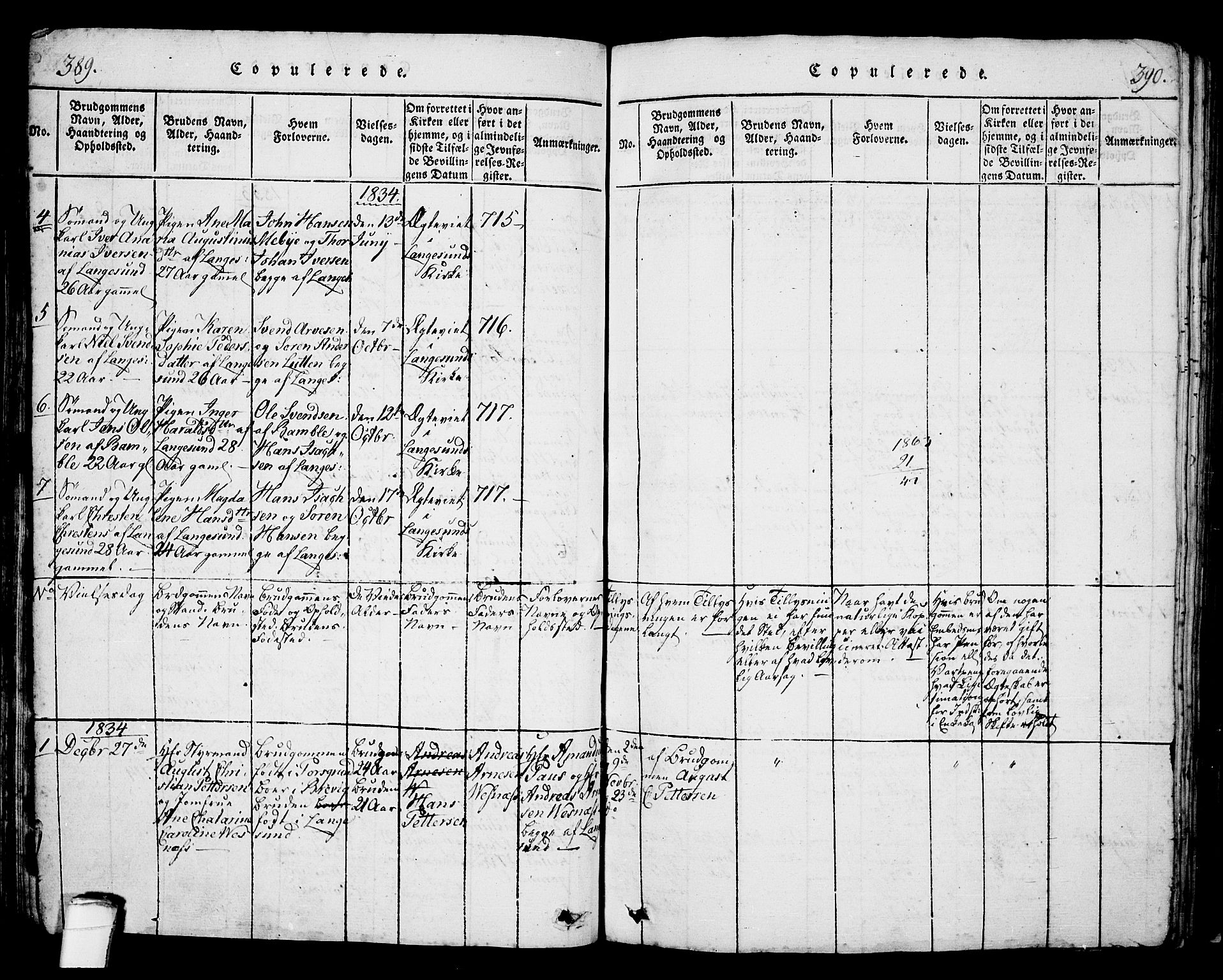 Langesund kirkebøker, SAKO/A-280/G/Ga/L0003: Parish register (copy) no. 3, 1815-1858, p. 389-390