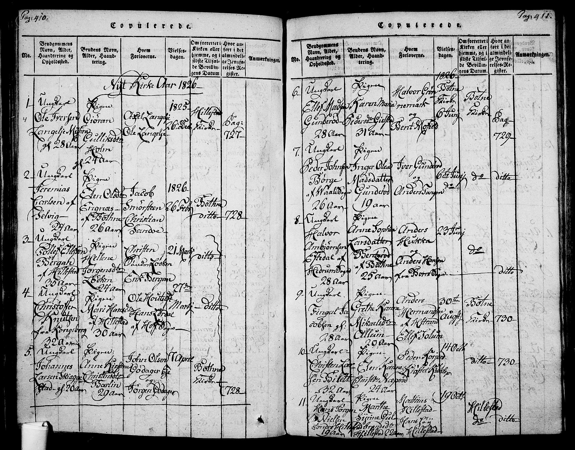 Botne kirkebøker, AV/SAKO-A-340/F/Fa/L0005: Parish register (official) no. I 5, 1814-1836, p. 410-411