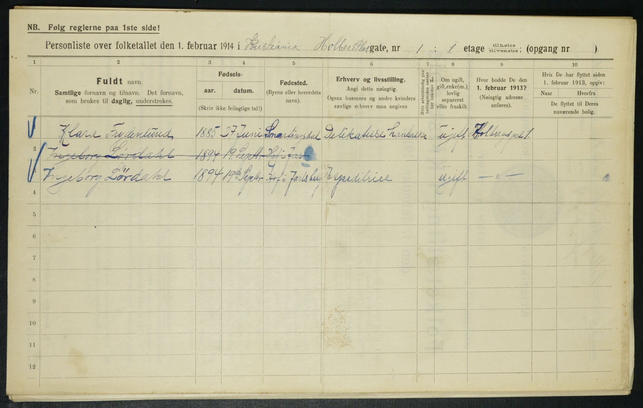 OBA, Municipal Census 1914 for Kristiania, 1914, p. 40583