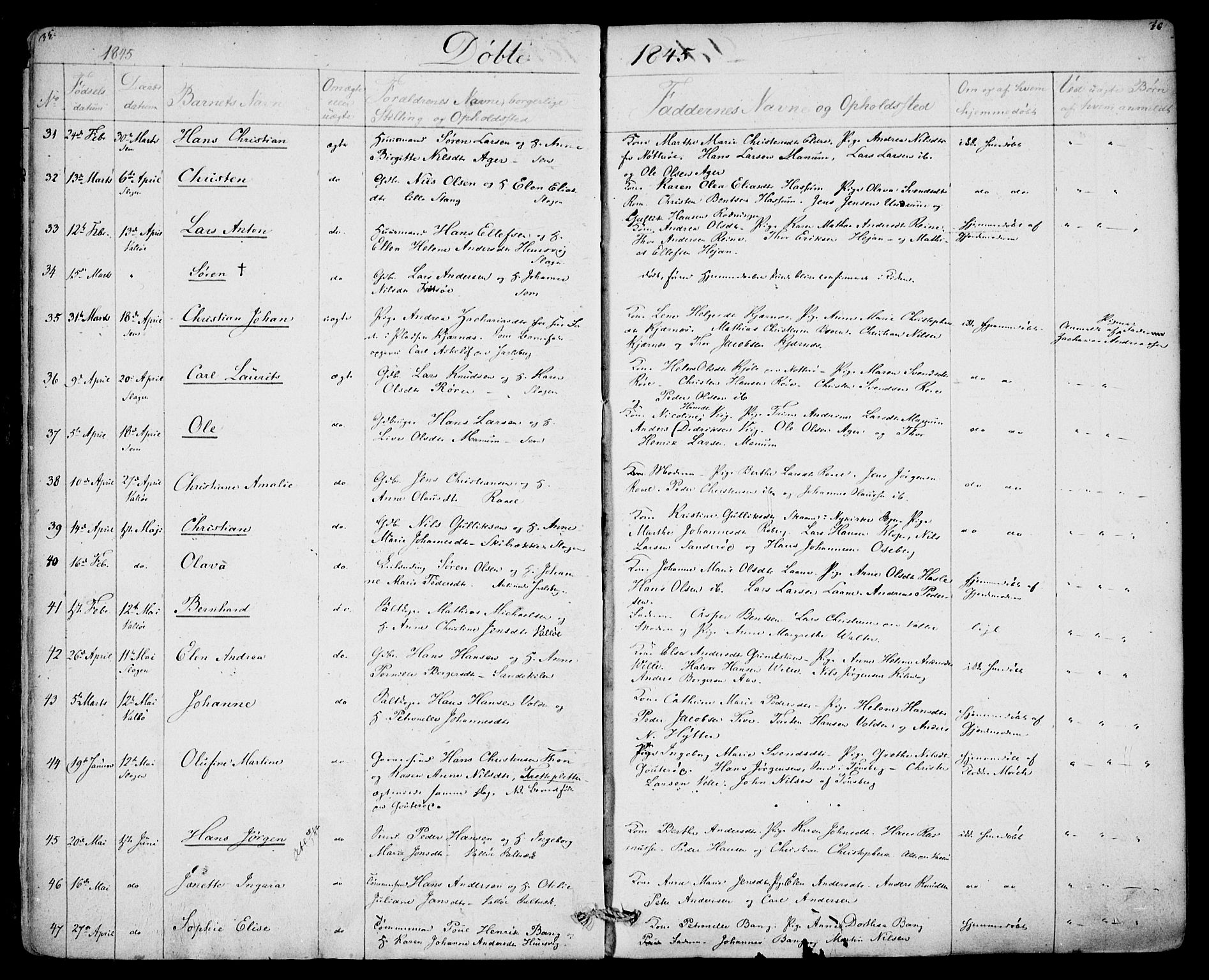 Sem kirkebøker, AV/SAKO-A-5/F/Fa/L0006: Parish register (official) no. I 6, 1843-1855, p. 35-36