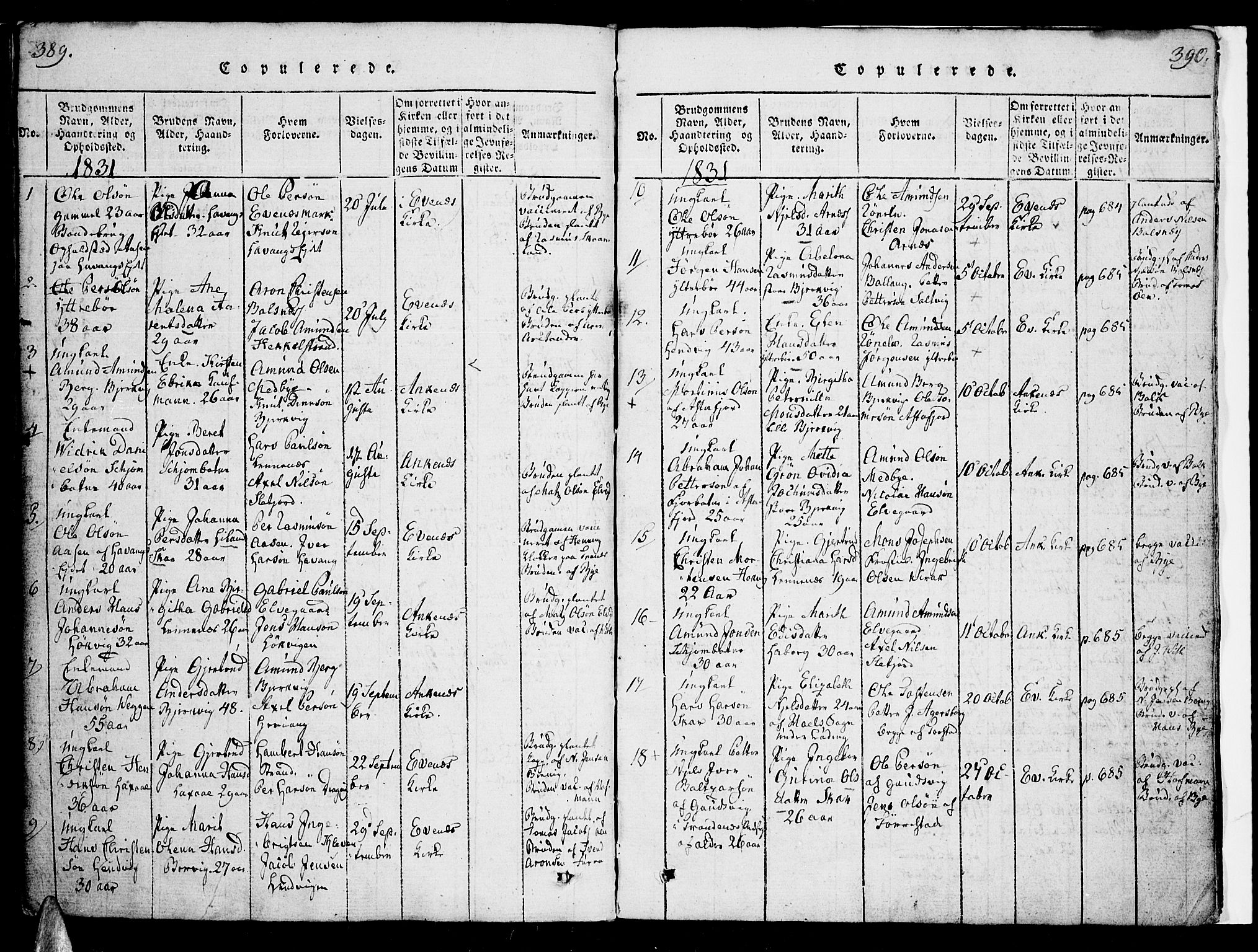 Ministerialprotokoller, klokkerbøker og fødselsregistre - Nordland, SAT/A-1459/863/L0894: Parish register (official) no. 863A06, 1821-1851, p. 389-390
