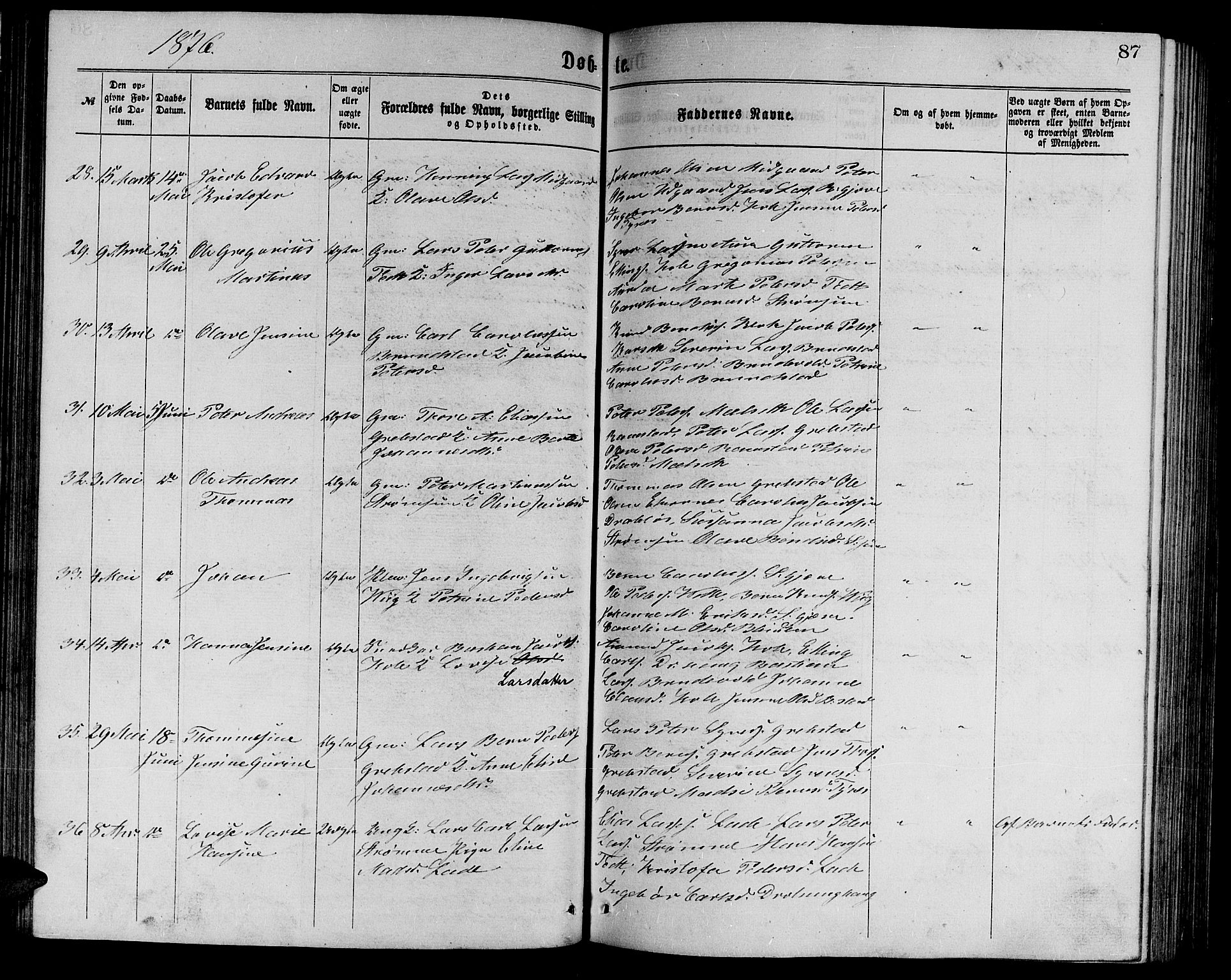 Ministerialprotokoller, klokkerbøker og fødselsregistre - Møre og Romsdal, AV/SAT-A-1454/523/L0338: Parish register (copy) no. 523C01, 1865-1877, p. 87