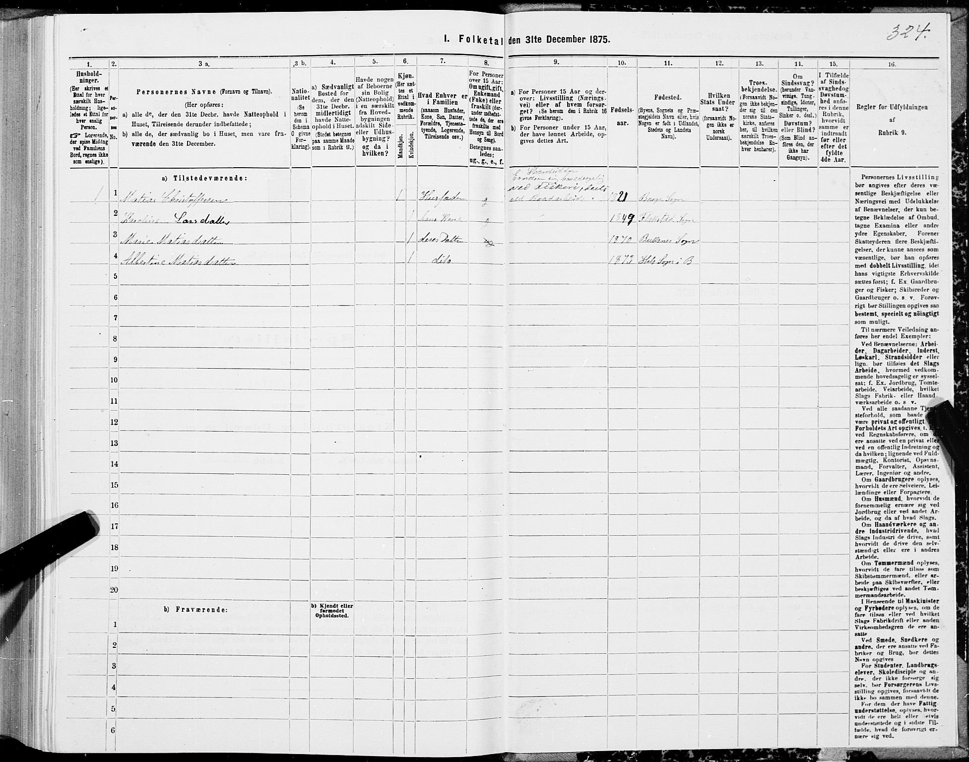 SAT, 1875 census for 1860P Buksnes, 1875, p. 2324