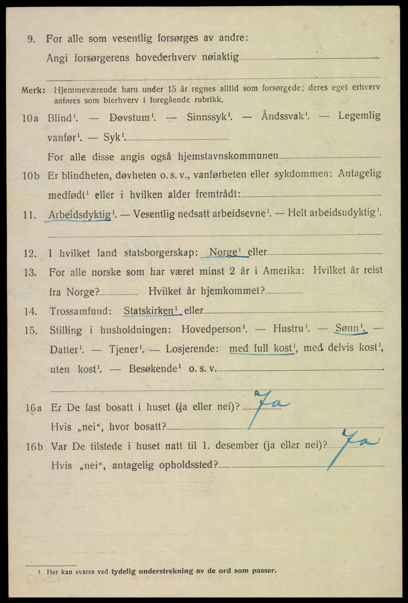 SAK, 1920 census for Iveland, 1920, p. 1302