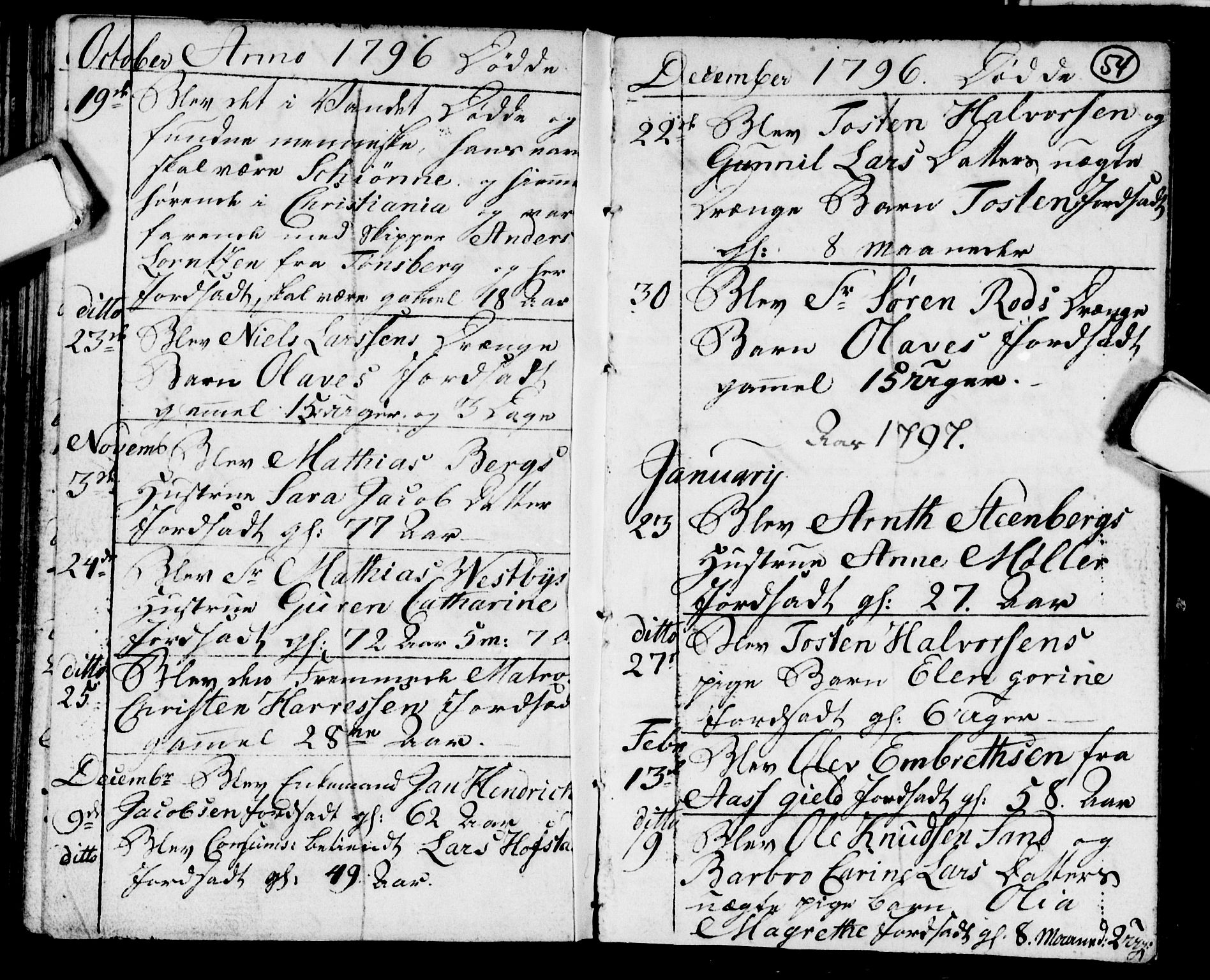Strømsø kirkebøker, SAKO/A-246/F/Fb/L0003: Parish register (official) no. II 3, 1793-1799, p. 54