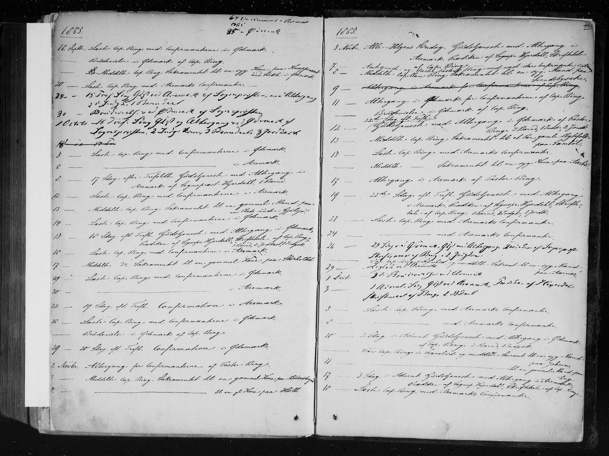 Aremark prestekontor Kirkebøker, AV/SAO-A-10899/F/Fc/L0003: Parish register (official) no. III 3, 1850-1865, p. 447