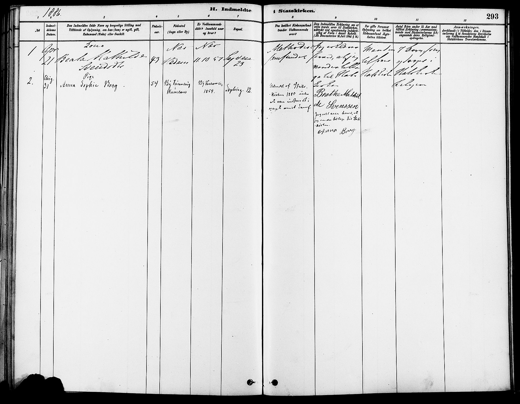 Gamle Aker prestekontor Kirkebøker, SAO/A-10617a/F/L0007: Parish register (official) no. 7, 1882-1890, p. 293