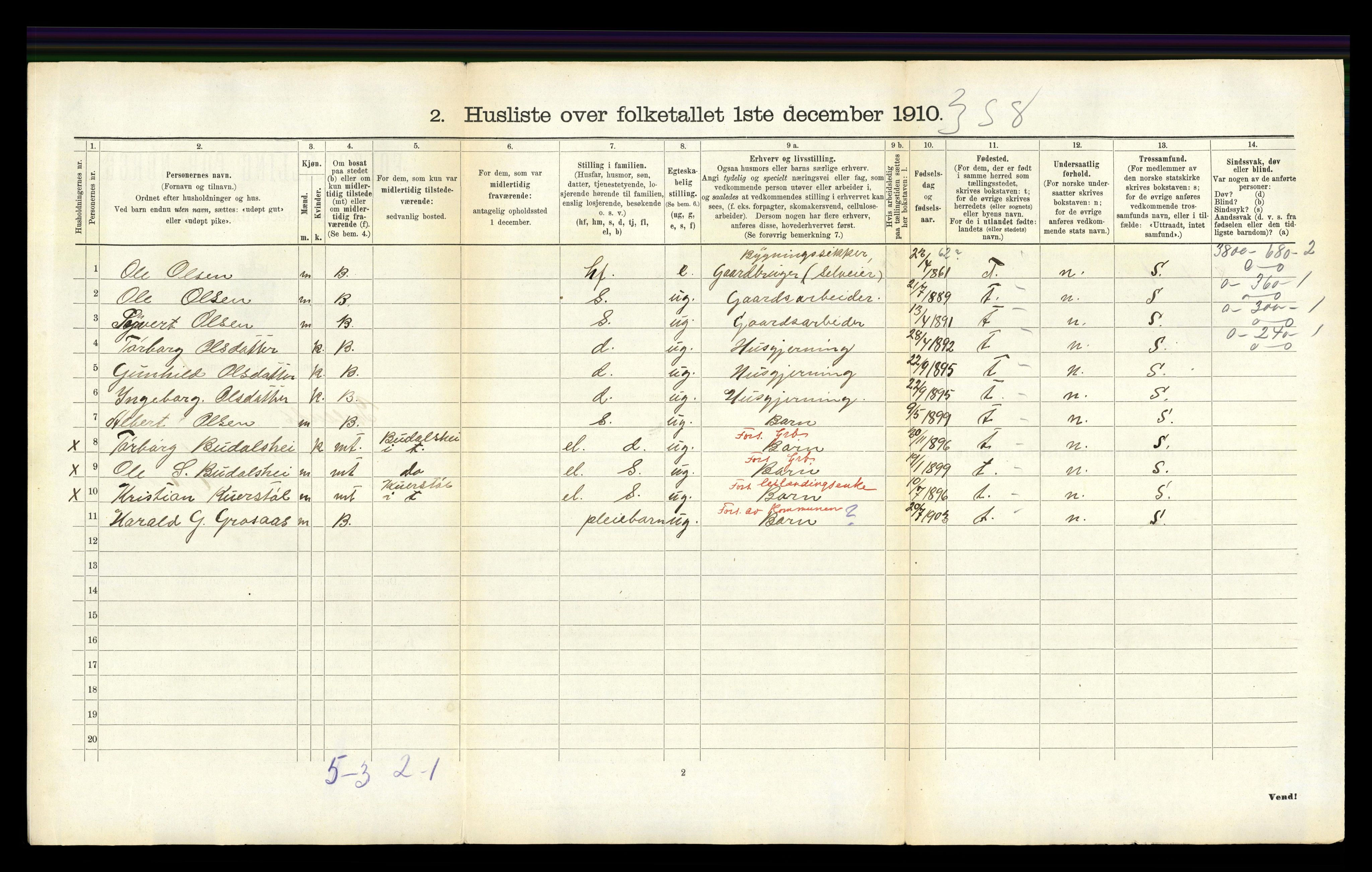 RA, 1910 census for Iveland, 1910, p. 124