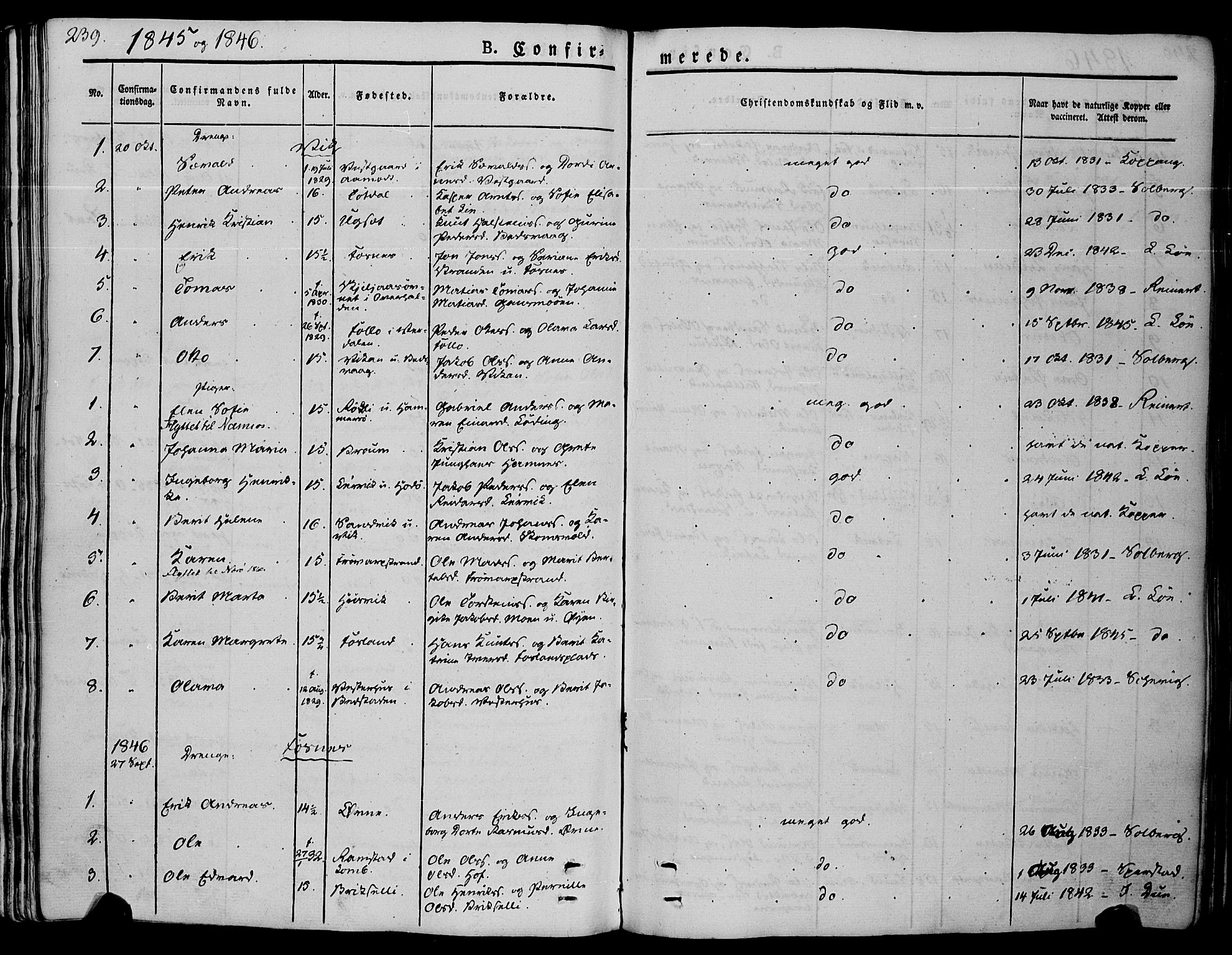 Ministerialprotokoller, klokkerbøker og fødselsregistre - Nord-Trøndelag, SAT/A-1458/773/L0614: Parish register (official) no. 773A05, 1831-1856, p. 239