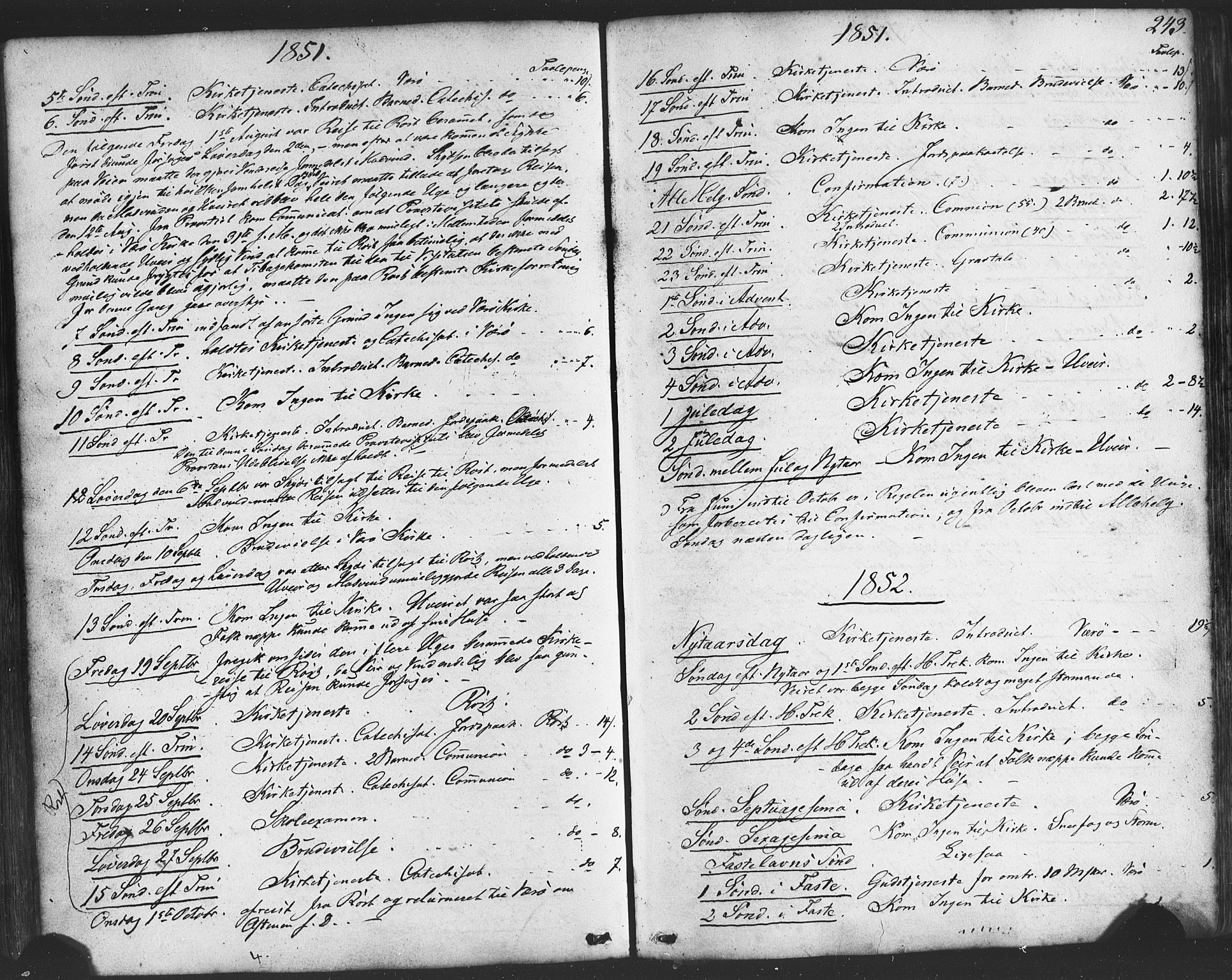Ministerialprotokoller, klokkerbøker og fødselsregistre - Nordland, SAT/A-1459/807/L0121: Parish register (official) no. 807A04, 1846-1879, p. 243