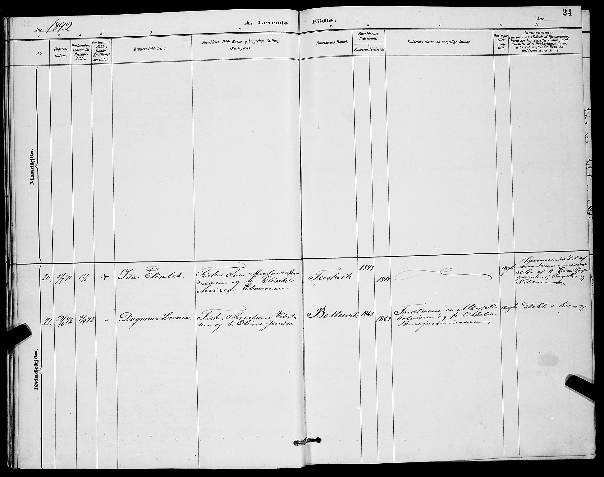 Berg sokneprestkontor, AV/SATØ-S-1318/G/Ga/Gab/L0012klokker: Parish register (copy) no. 12, 1887-1902, p. 24