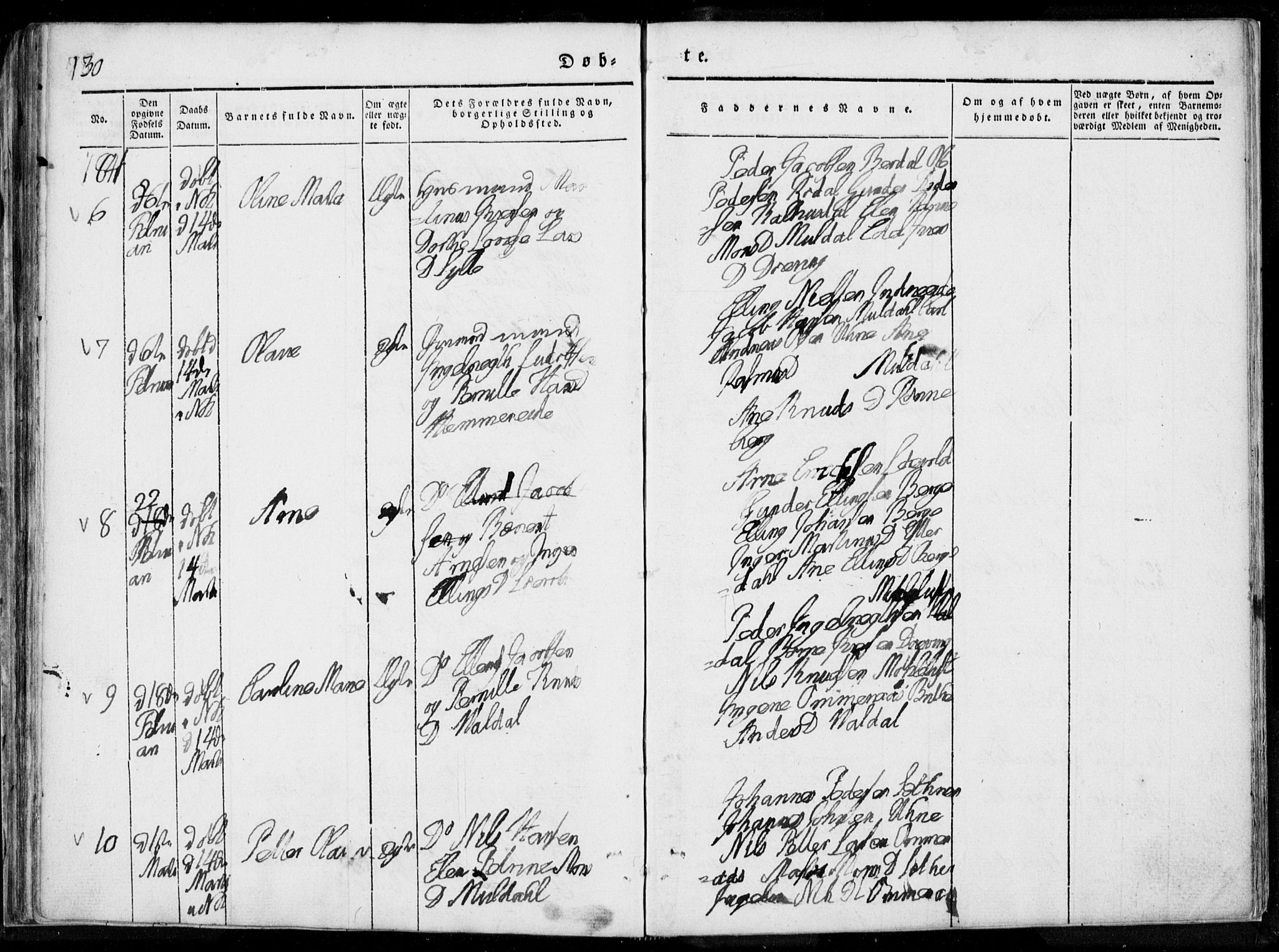 Ministerialprotokoller, klokkerbøker og fødselsregistre - Møre og Romsdal, AV/SAT-A-1454/519/L0247: Parish register (official) no. 519A06, 1827-1846, p. 130