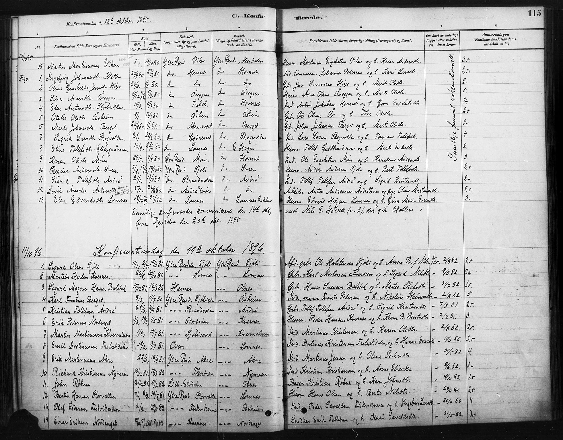 Rendalen prestekontor, SAH/PREST-054/H/Ha/Haa/L0010: Parish register (official) no. 10, 1878-1901, p. 115