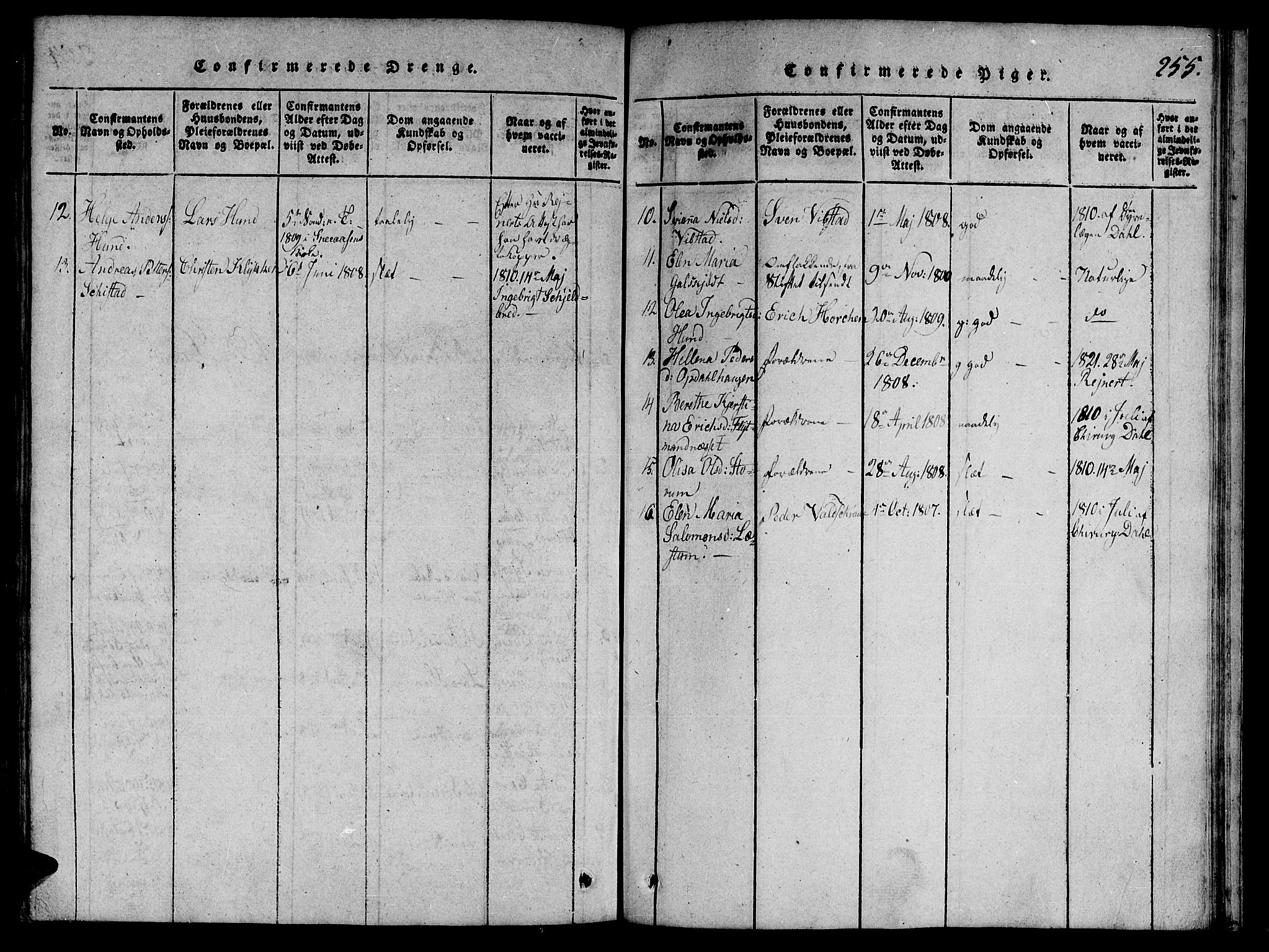 Ministerialprotokoller, klokkerbøker og fødselsregistre - Nord-Trøndelag, AV/SAT-A-1458/764/L0546: Parish register (official) no. 764A06 /1, 1816-1823, p. 255