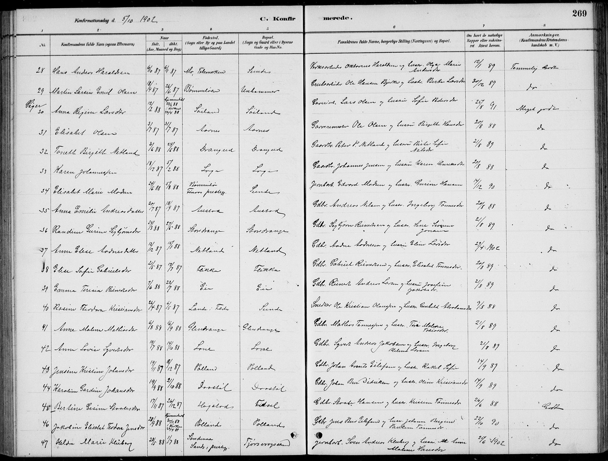 Flekkefjord sokneprestkontor, AV/SAK-1111-0012/F/Fb/Fbc/L0007: Parish register (copy) no. B 7, 1880-1902, p. 269