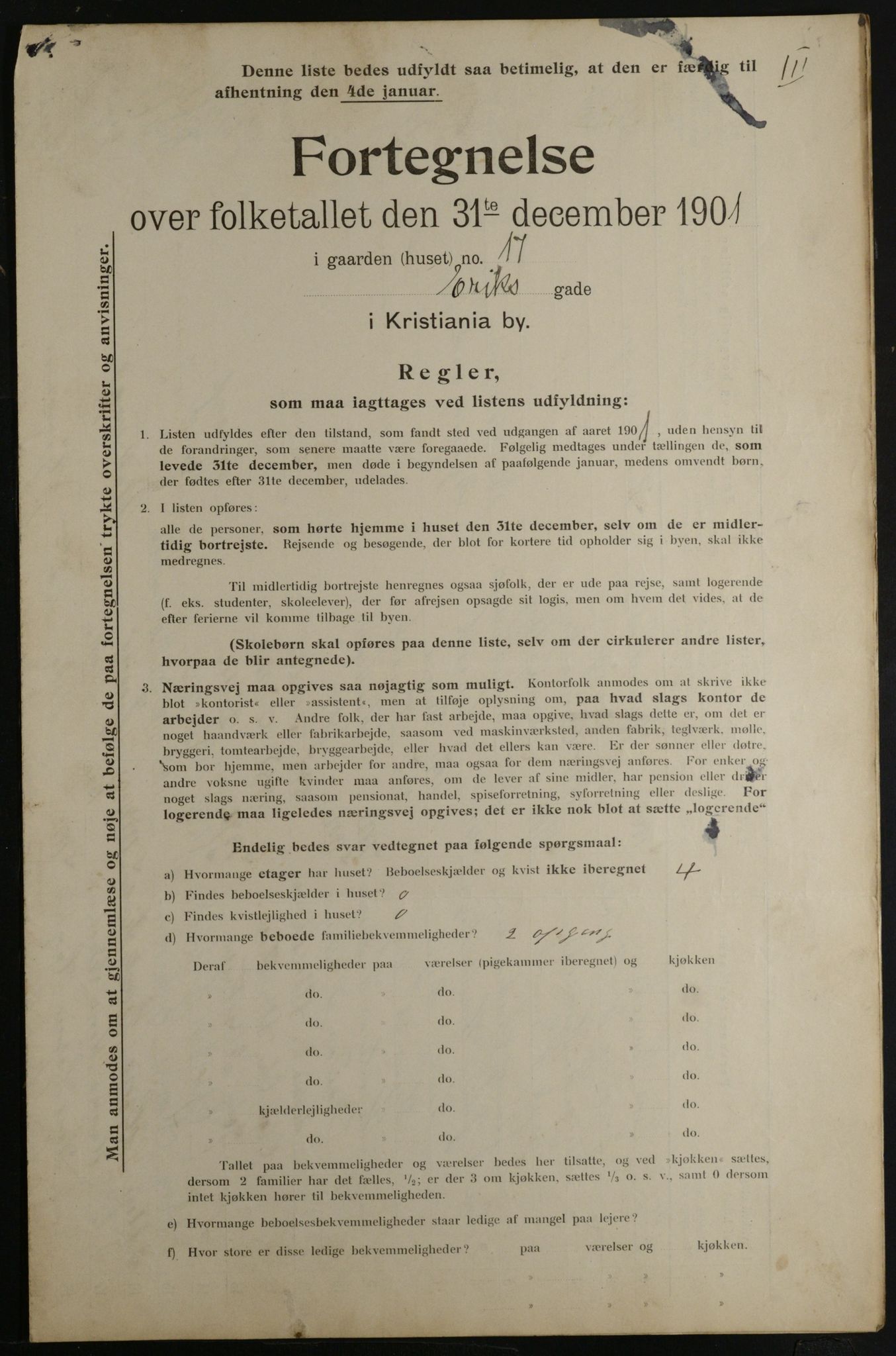 OBA, Municipal Census 1901 for Kristiania, 1901, p. 3180