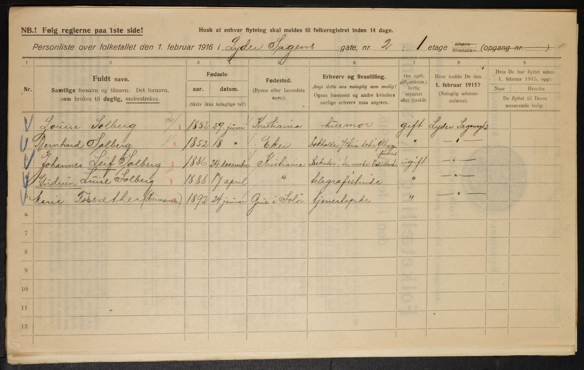 OBA, Municipal Census 1916 for Kristiania, 1916, p. 59752