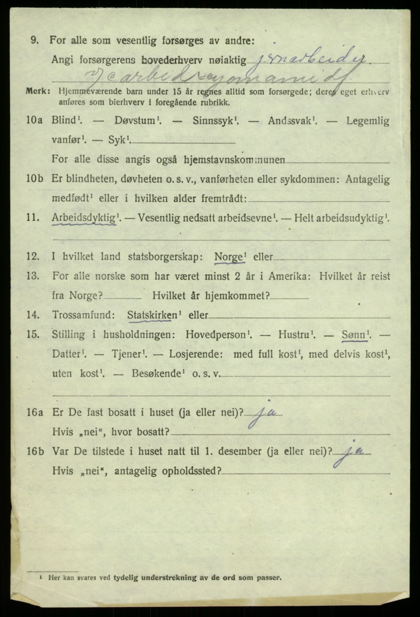 SAB, 1920 census for Kvam, 1920, p. 9470