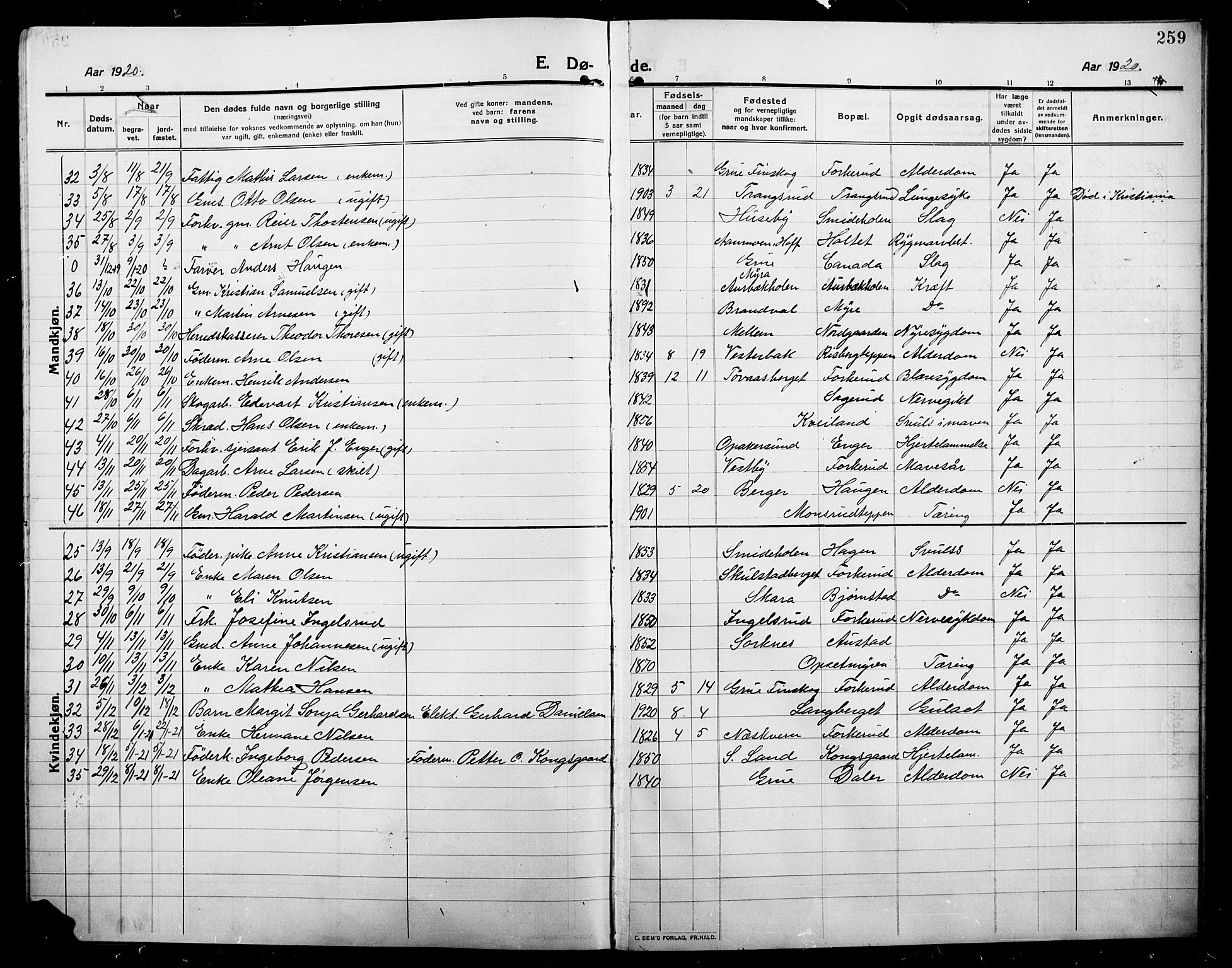 Grue prestekontor, SAH/PREST-036/H/Ha/Hab/L0007: Parish register (copy) no. 7, 1910-1920, p. 259