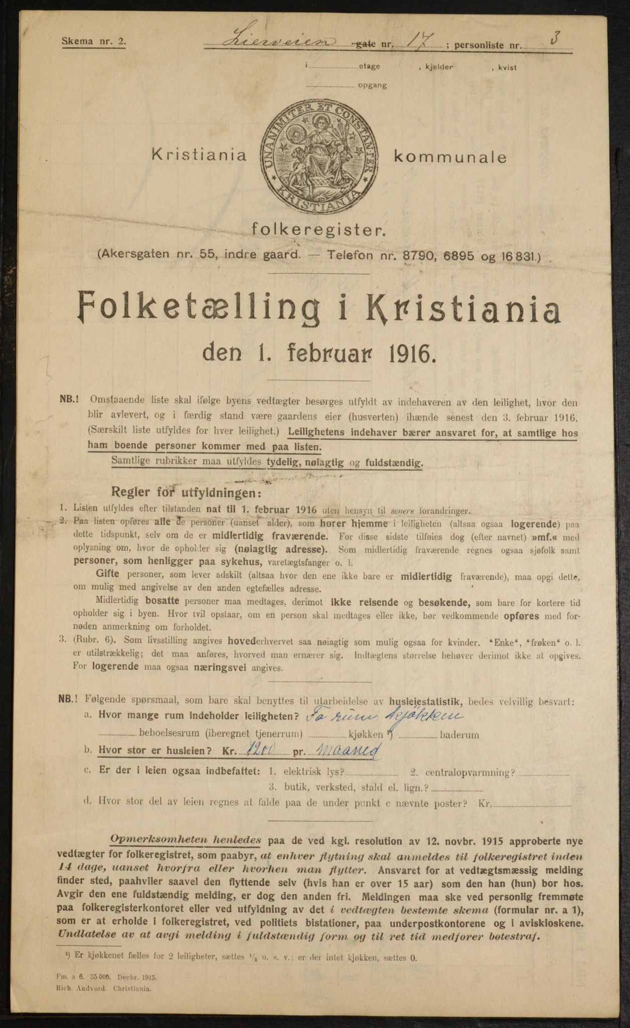 OBA, Municipal Census 1916 for Kristiania, 1916, p. 58833